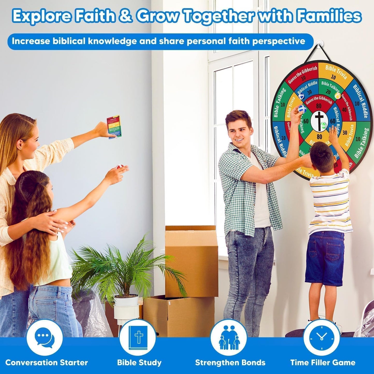 Garybank Faith Darts Bible Trivia – 66 Flash Cards, 260+ Questions | Family Bible Game for All Ages