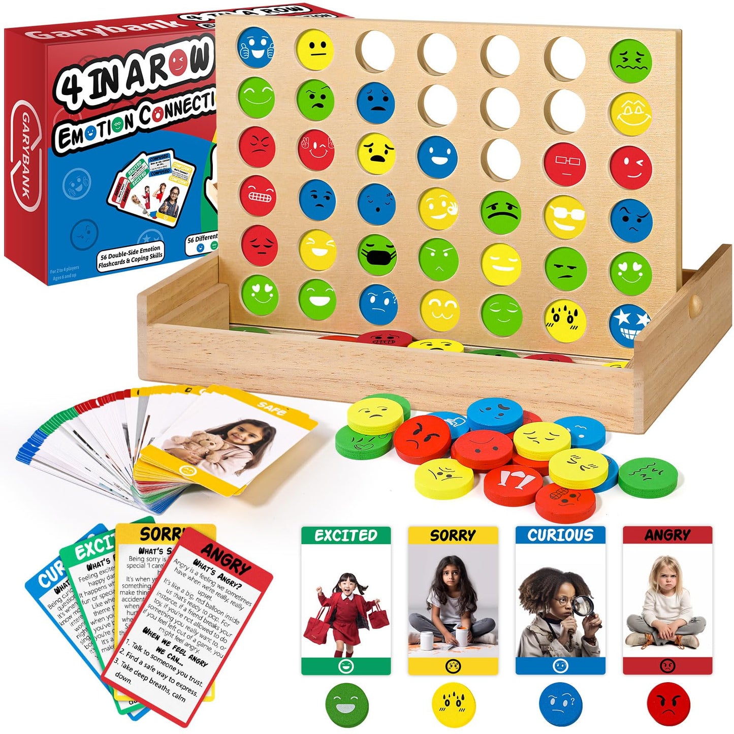 Garybank Feelings Connect Game – 56 Emotion Cards for Kids SEL & Play Therapy