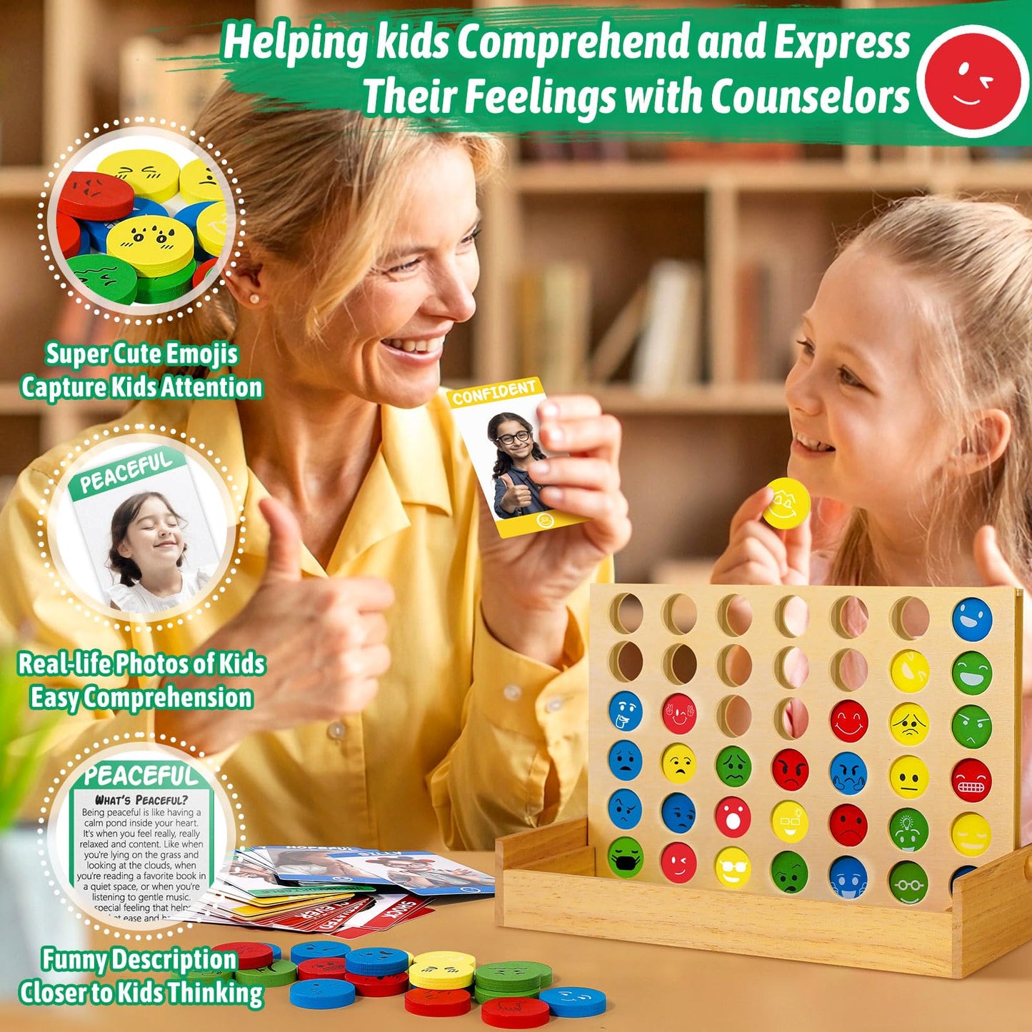 Garybank Feelings Connect Game – 56 Emotion Cards for Kids SEL & Play Therapy