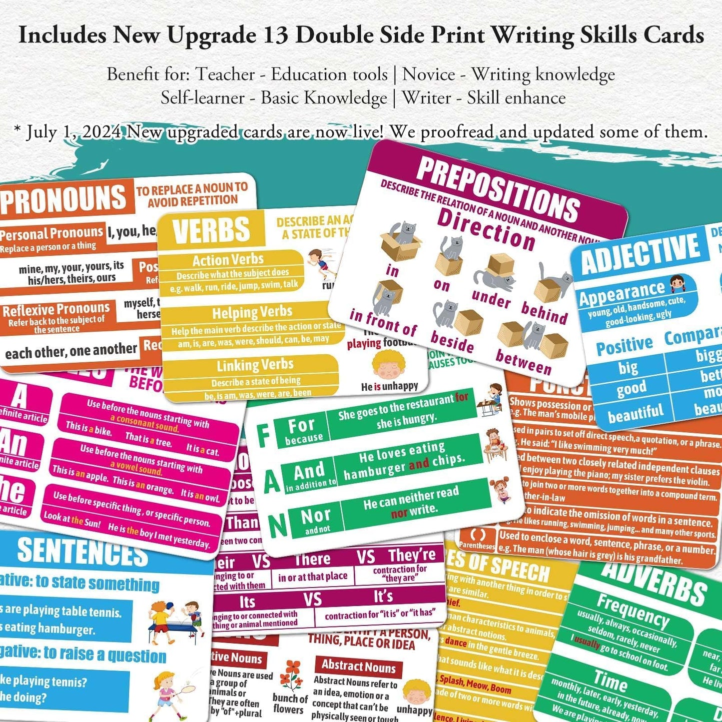Garybank Inspiration Writing Prompt Dice – 9 Story Cubes, 13 Skill Cards & 200 Character/Event Cards for Kids, Writers & Teachers