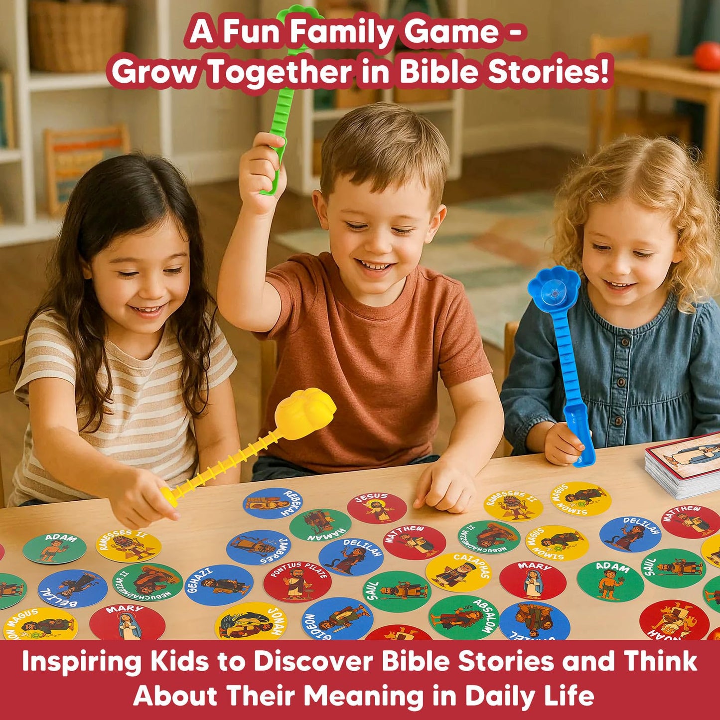Garybank Bible Swat Game for Kids – 56 Bible Character Cards & Scripture Stories | Sunday School & Family Faith Play