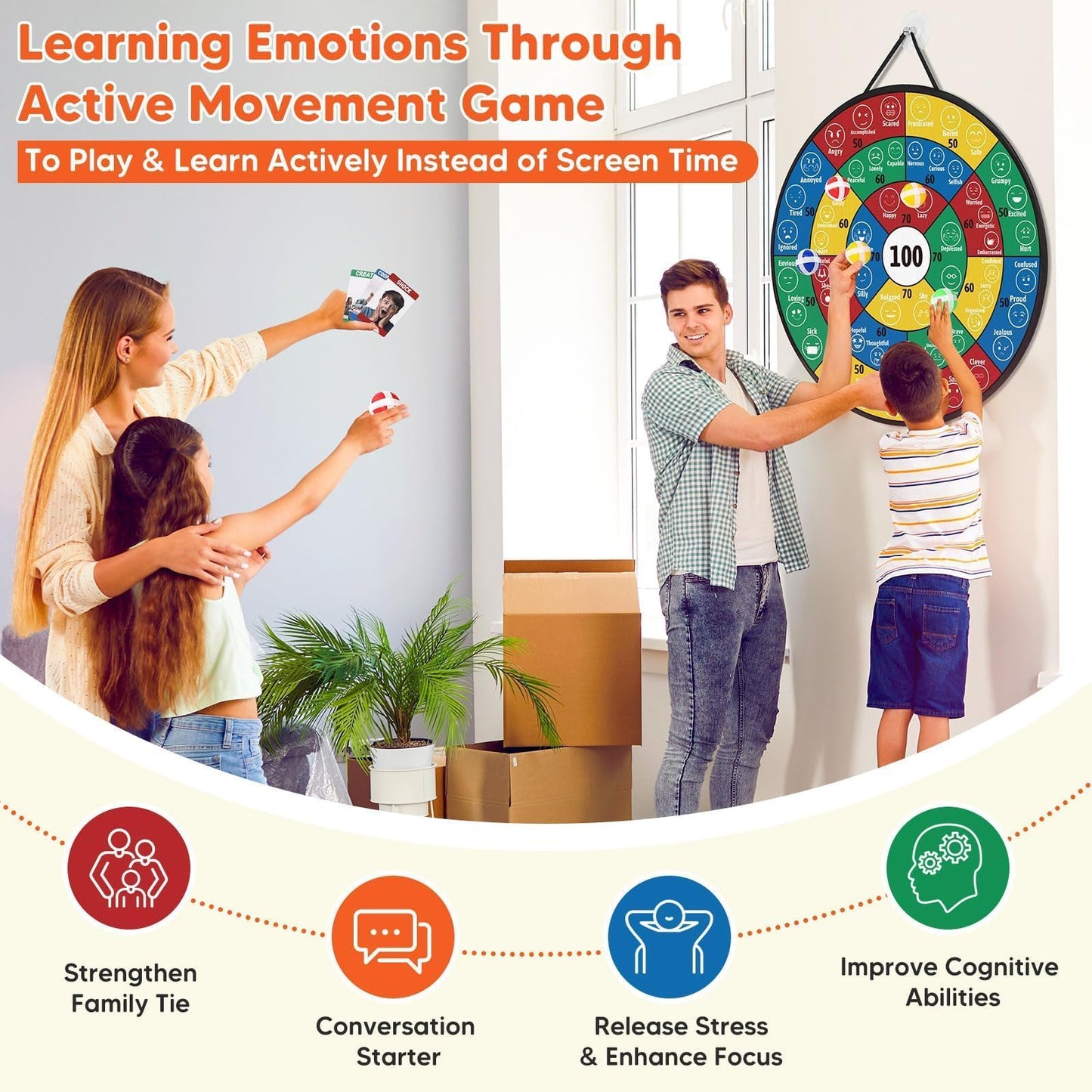 Garybank Emotional Dart: Social Skills Activities for Kids + 56 Emotion Cards