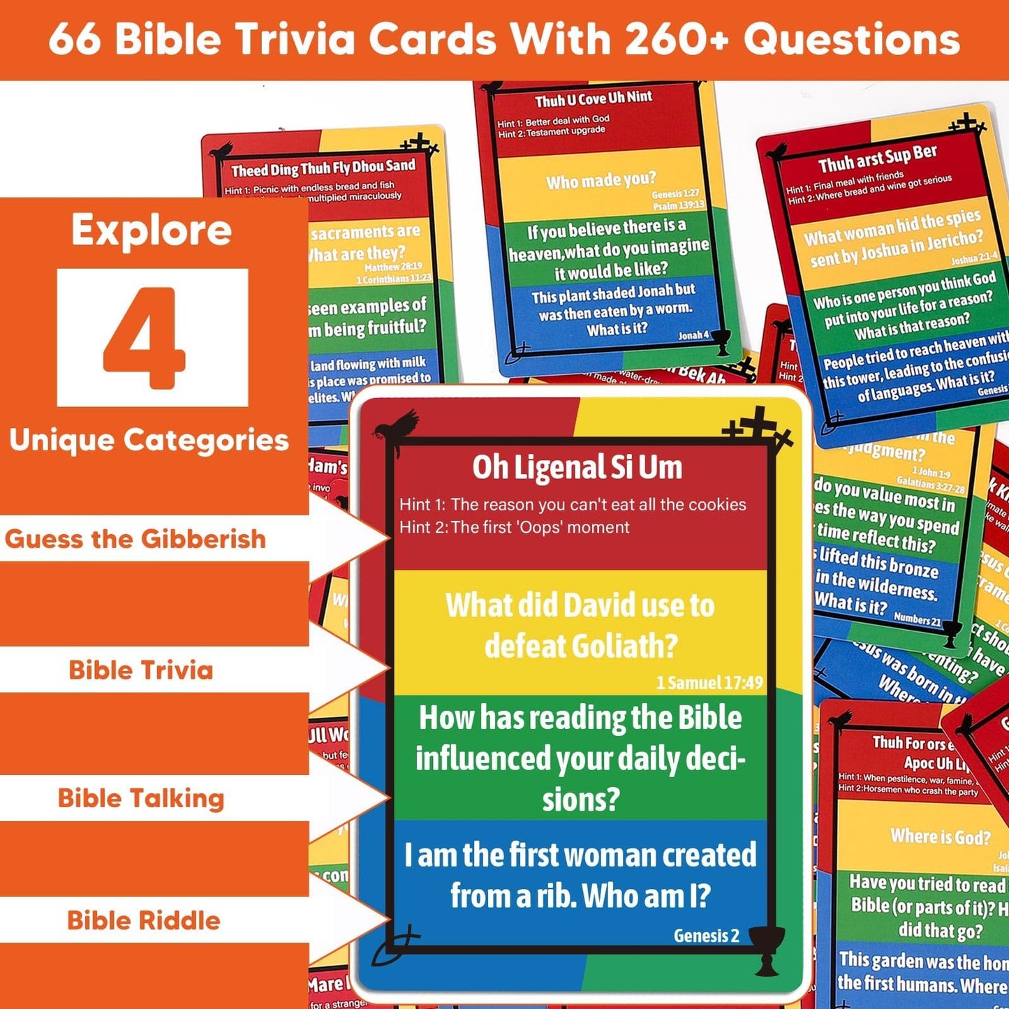 Garybank Faith Tower Bible Games for Kids - 260+ Bible Trivia Cards