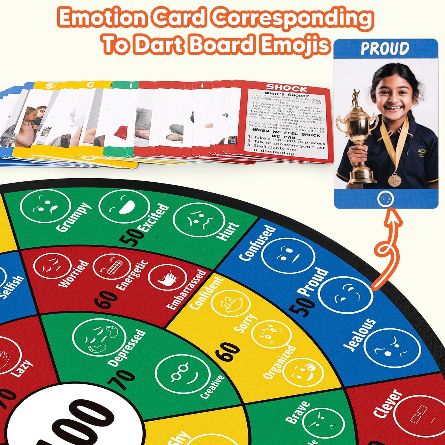 Garybank Emotional Dart: Social Skills Activities for Kids + 56 Emotion Cards