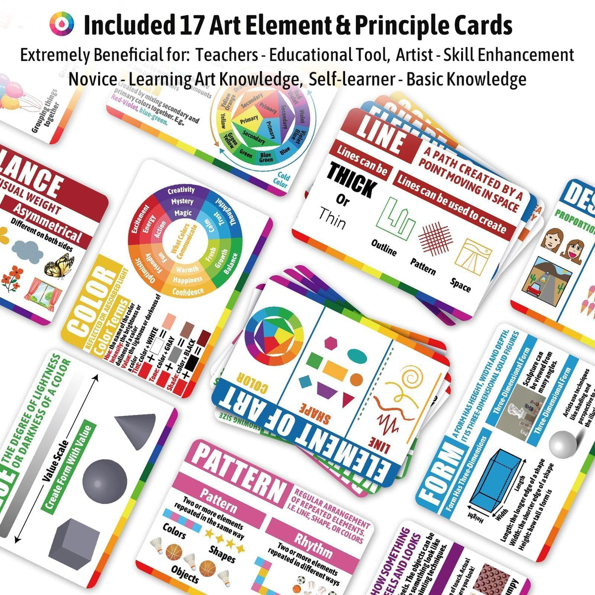 Garybank Inspiration Art Dice – 9 Creative Dice with Color Wheel & Poster Cards