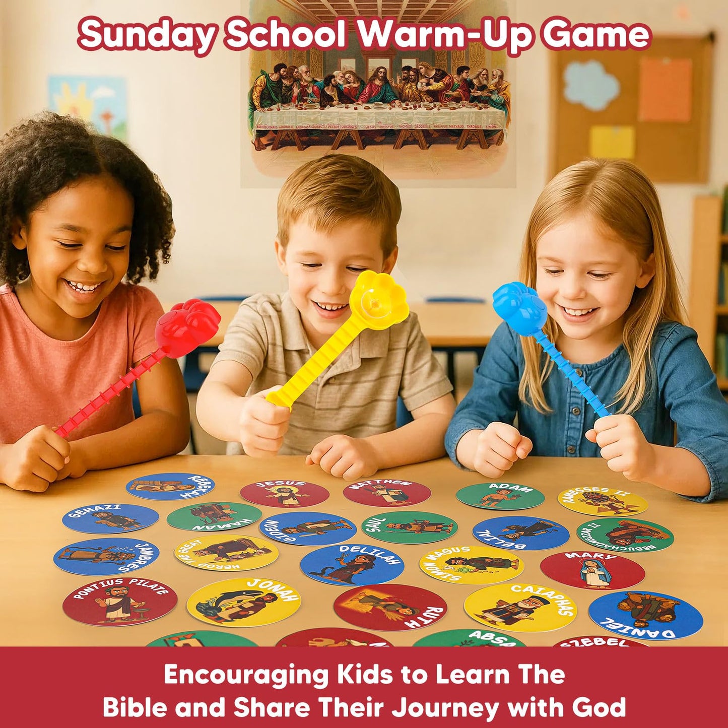 Garybank Bible Swat Game for Kids – 56 Bible Character Cards & Scripture Stories | Sunday School & Family Faith Play