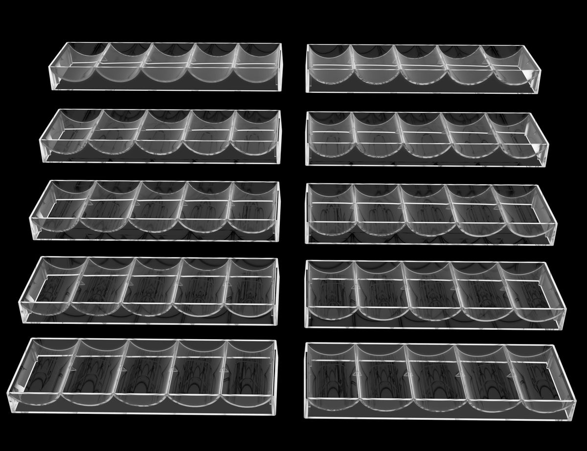 Gatherchuan Acrylic Poker Chip Tray Rack – 100-Chip Capacity, Clear Display for Texas Hold'em & Blackjack