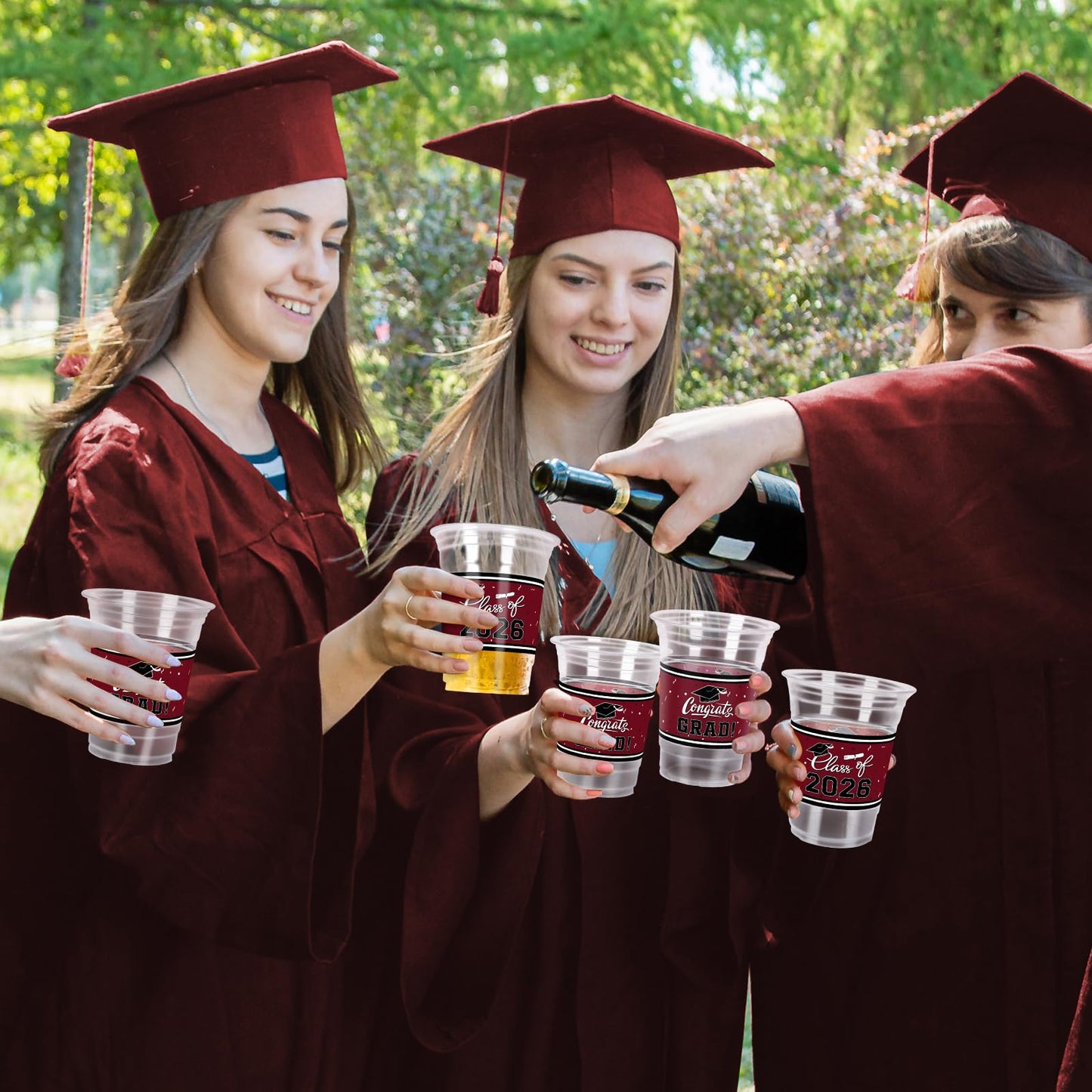 Gatherfun Class of 2026 Graduation Cups – 100 Pack, 16oz Maroon | Party Decor & Durable Drinkware