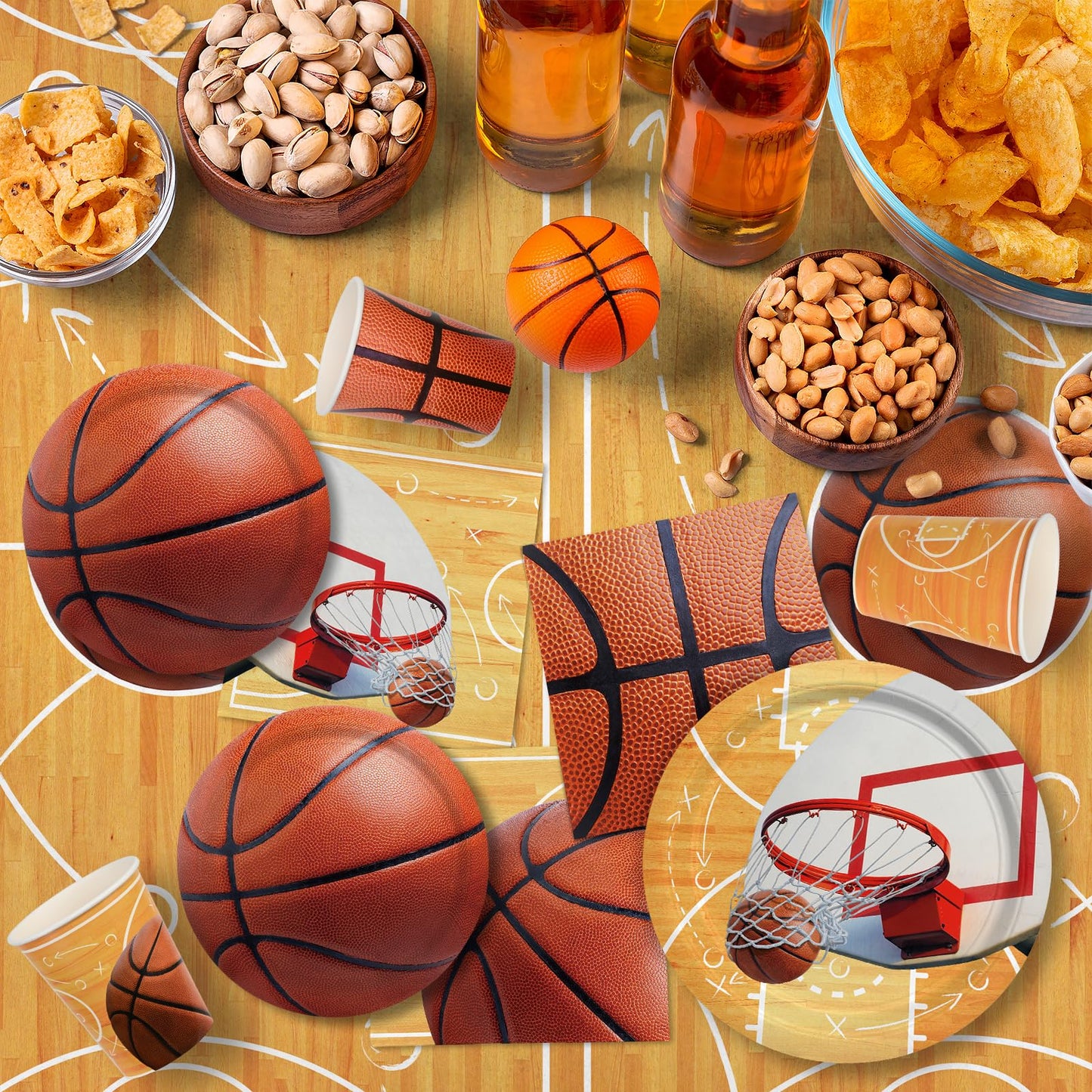 Gatherfun Basketball Party Supplies Kit for 24 – Complete Birthday Decorations & Tableware