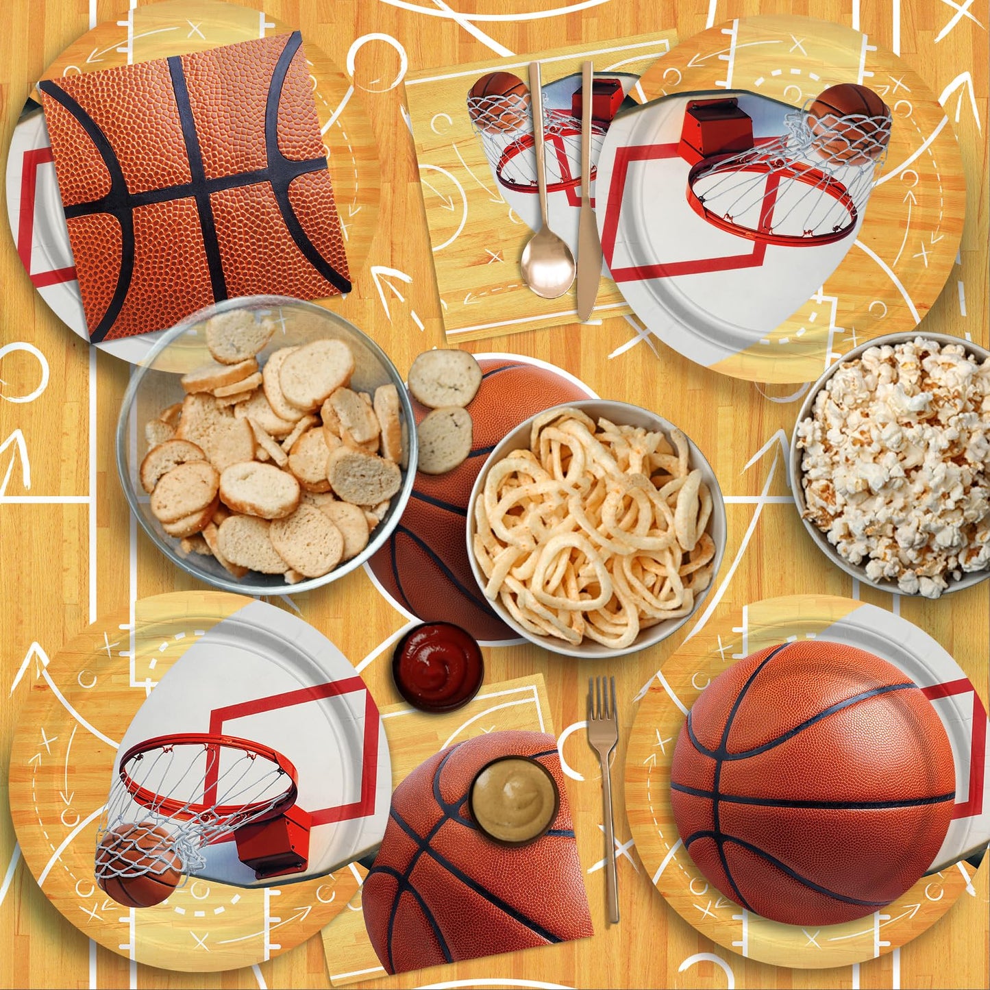 Gatherfun Basketball Party Supplies Kit for 24 – Complete Birthday Decorations & Tableware