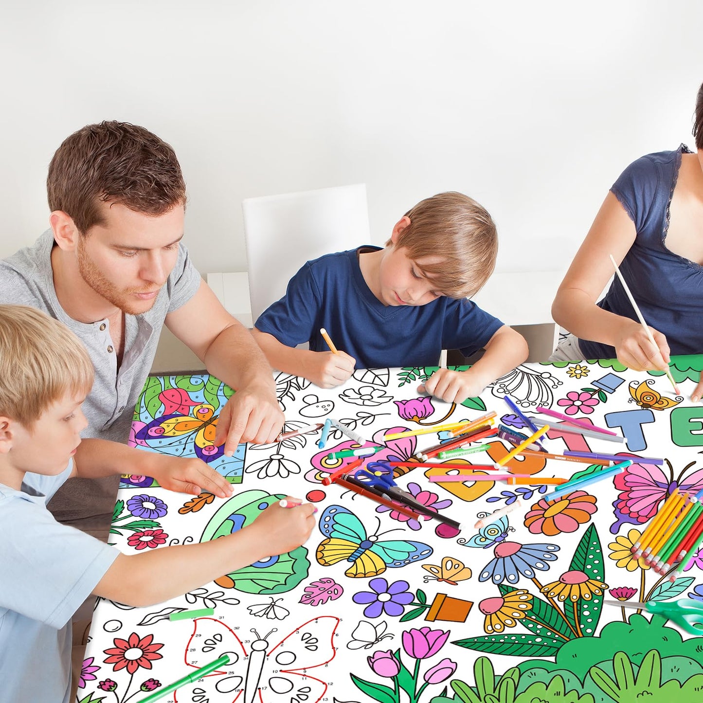 Gatherfun Butterfly Birthday Giant Coloring Poster – 31.5 x 72 in Classroom Wall Decor & Party Table Cover