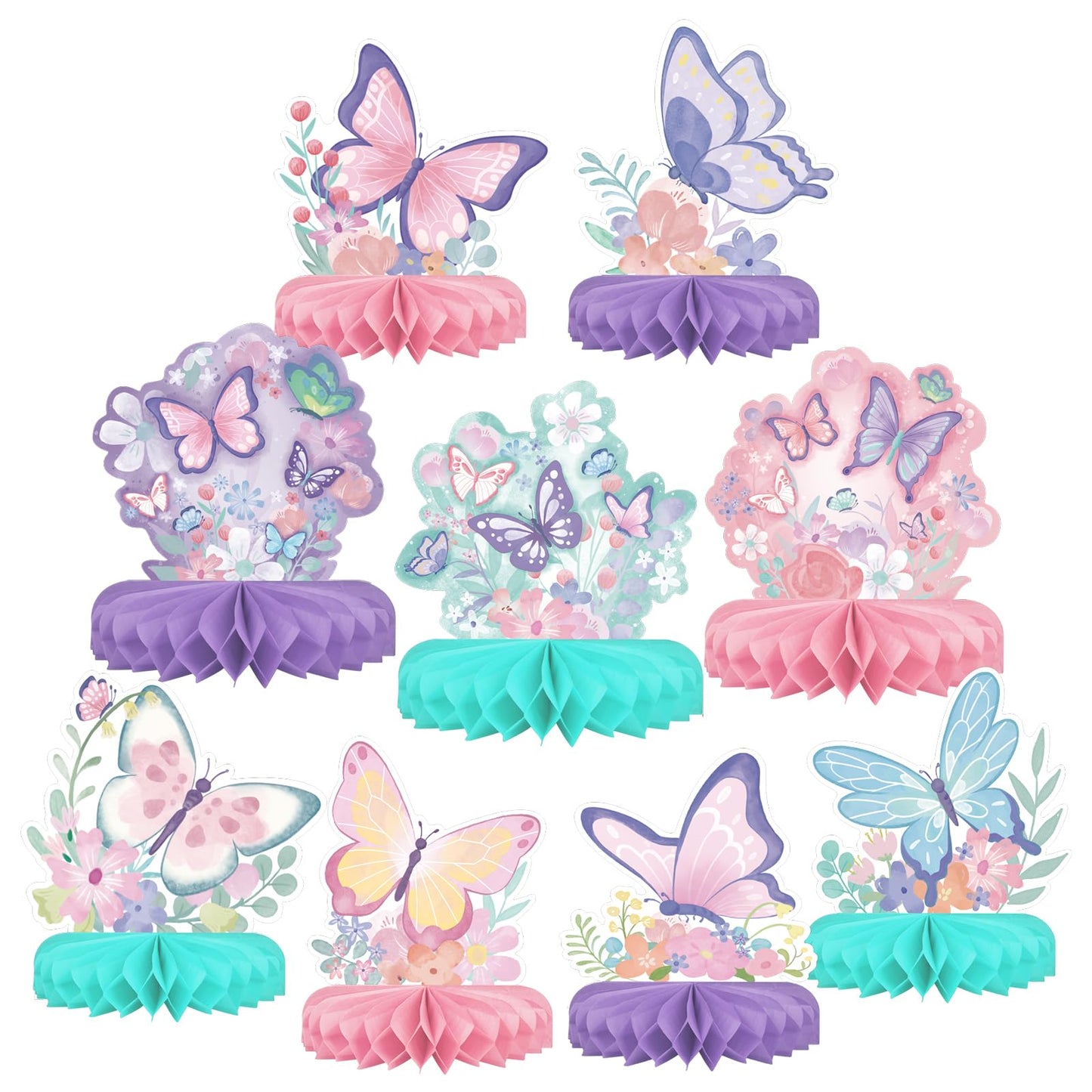 Gatherfun Butterfly Birthday Party Supplies Kit — Honeycomb Centerpieces & Table Decor
