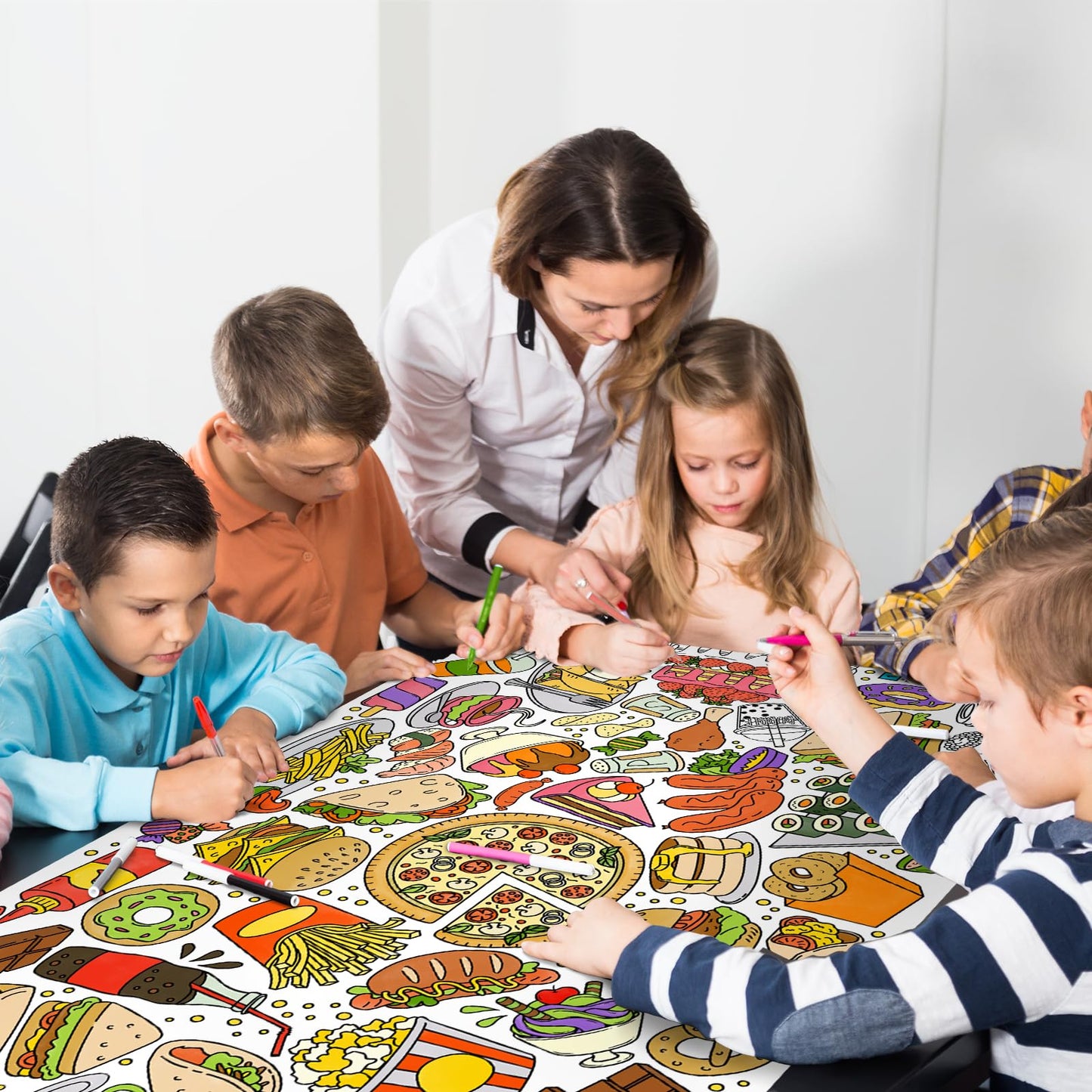 Gatherfun Giant Kids Coloring Poster – 31.5 x 72, Food-Themed Activity for Classroom, Birthday & Events