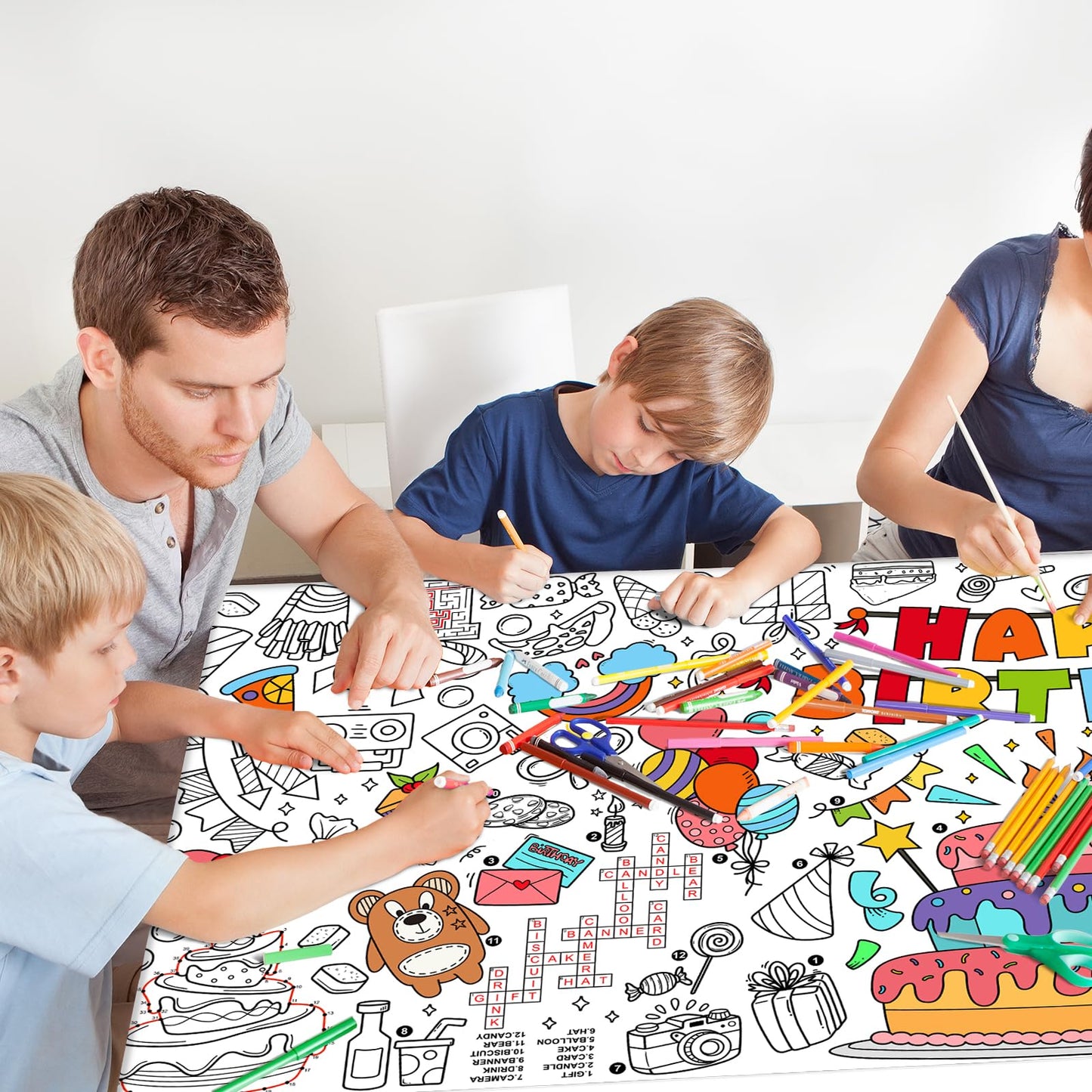 Gatherfun Giant Coloring Poster 31.5 x 72 in – Classroom Wall Decor, Birthday Activity Poster, Event Table Cover