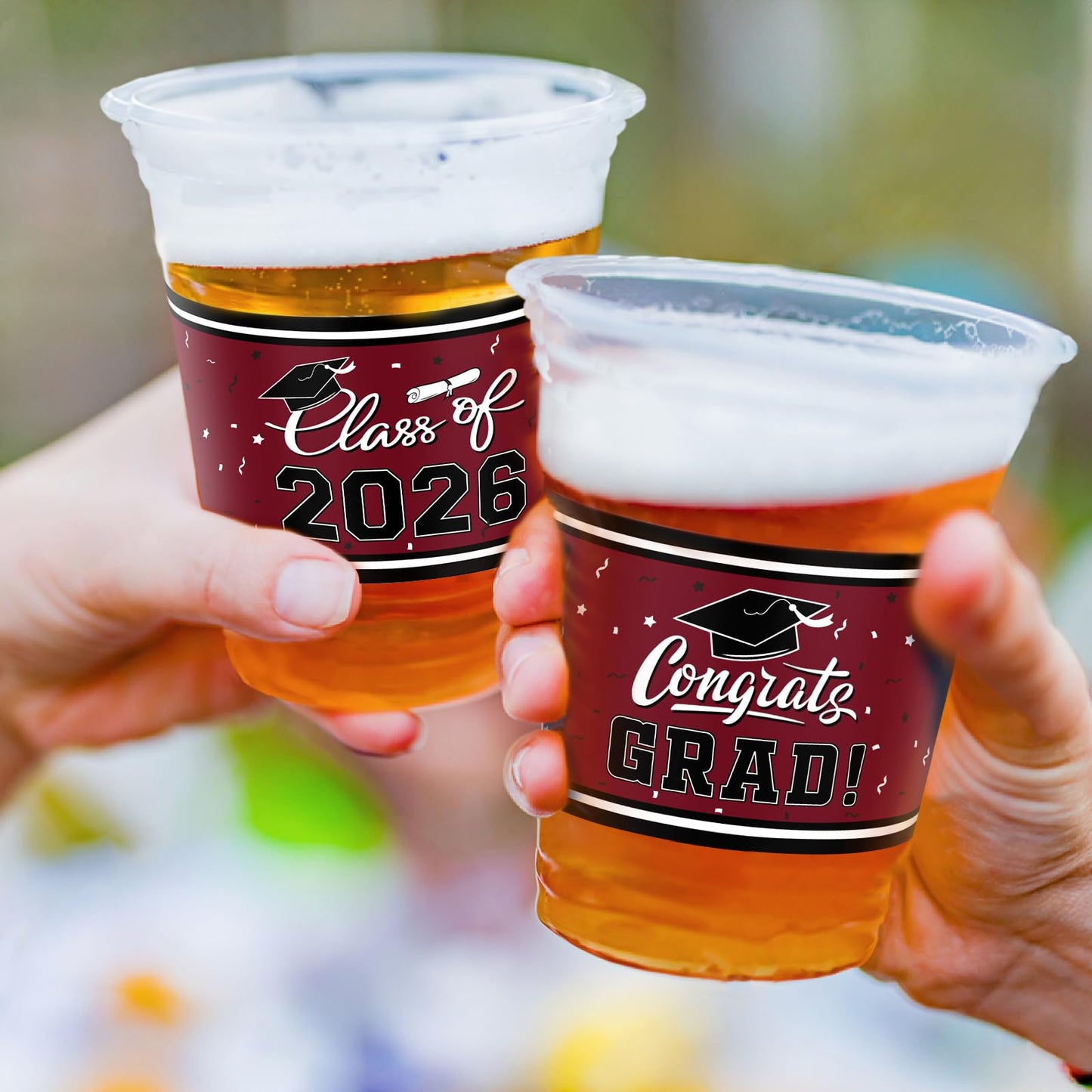 Gatherfun Class of 2026 Graduation Cups – 100 Pack, 16oz Maroon | Party Decor & Durable Drinkware