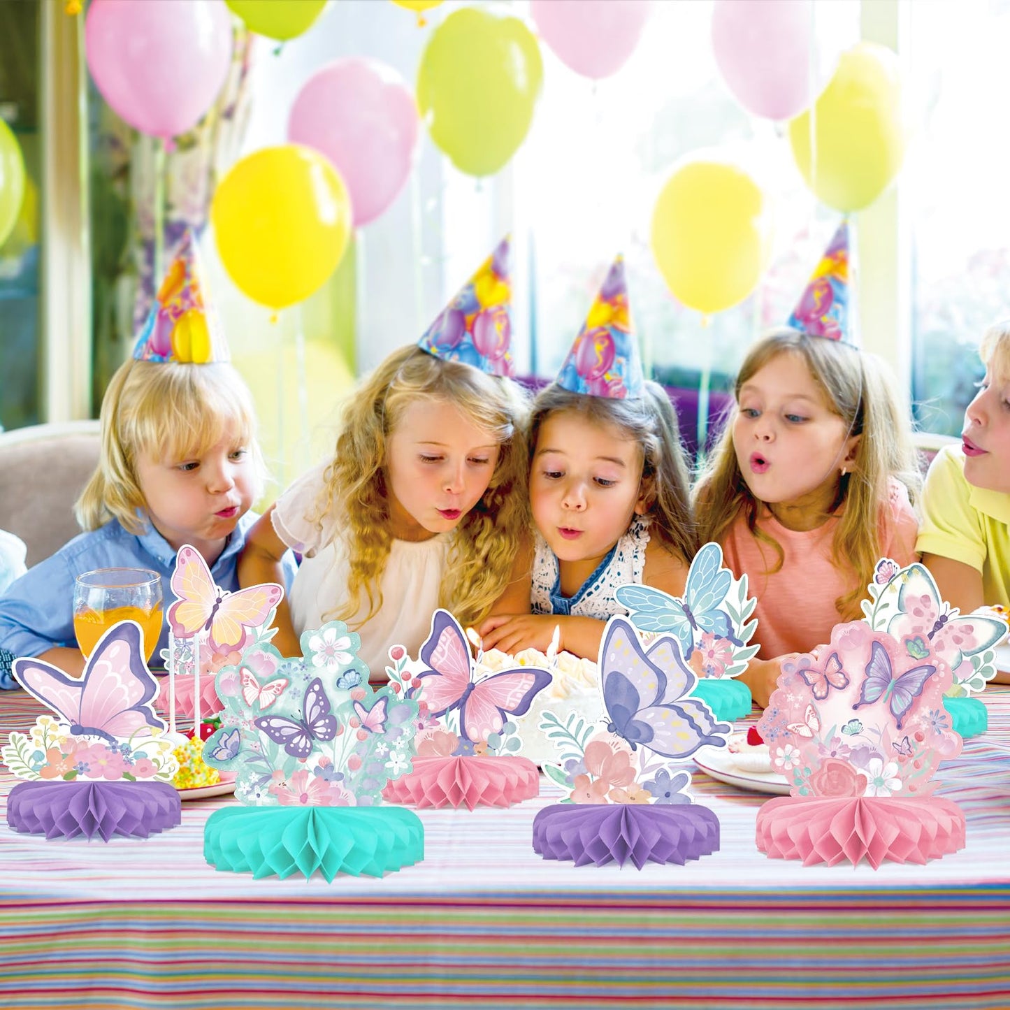 Gatherfun Butterfly Birthday Party Supplies Kit — Honeycomb Centerpieces & Table Decor