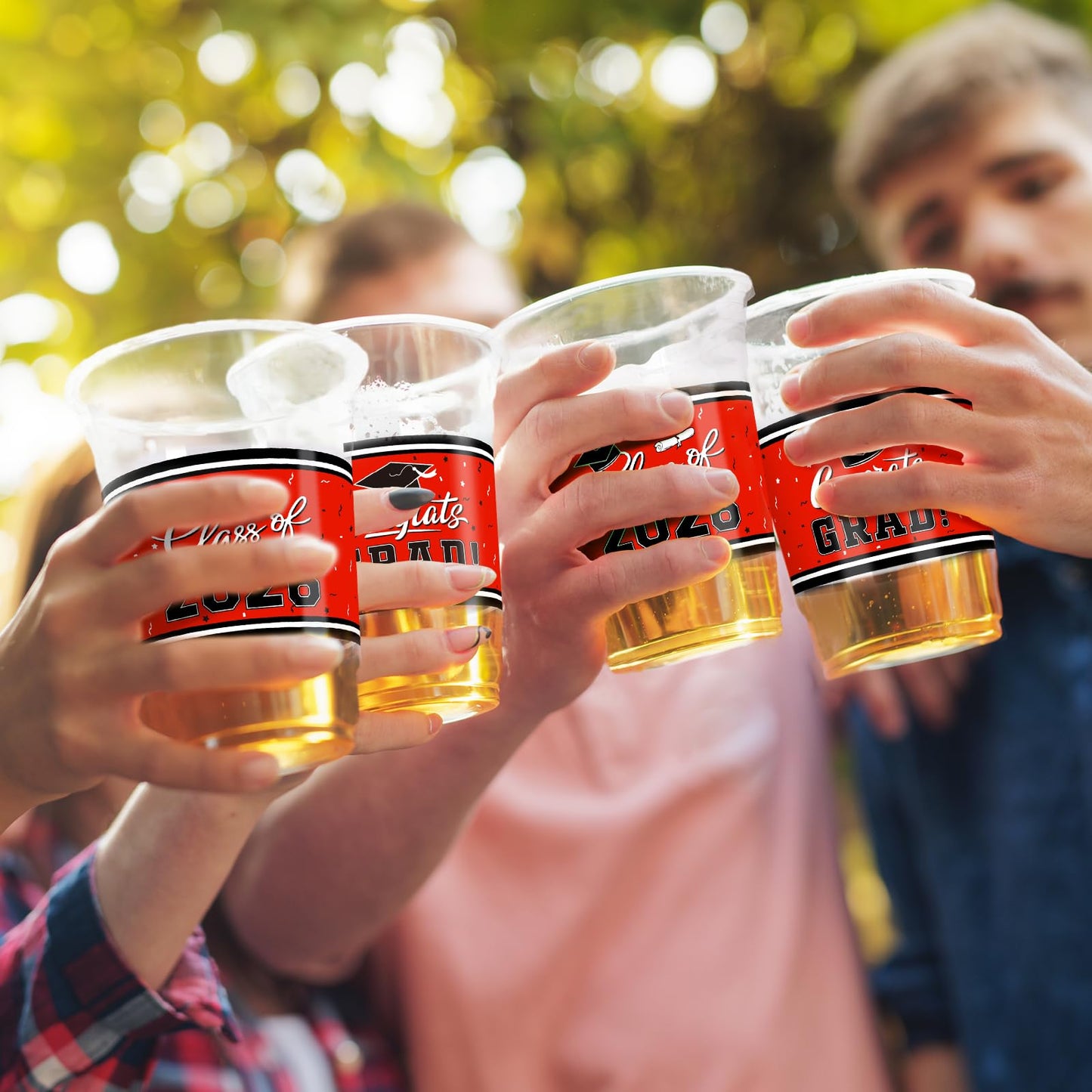 Gatherfun Class of 2026 Graduation Cups - 100 x 16oz Red Plastic Cups for Graduation Party Decorations