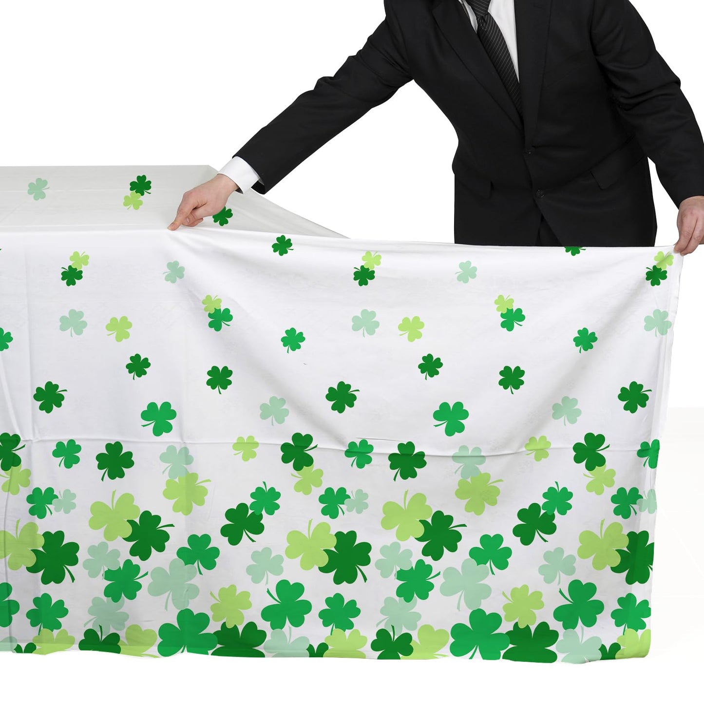 Gatherfun St. Patrick's Day Shamrock Tablecloths - 54x108 in Disposable Table Covers (3-Pack)
