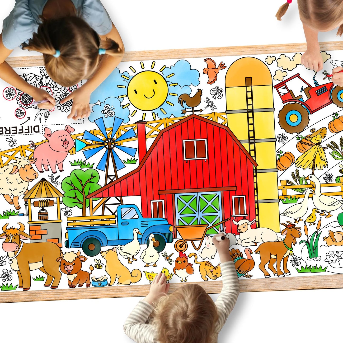 Gatherfun Farm Animal Giant Coloring Poster — 31.5 x 72 in for Classroom & Parties