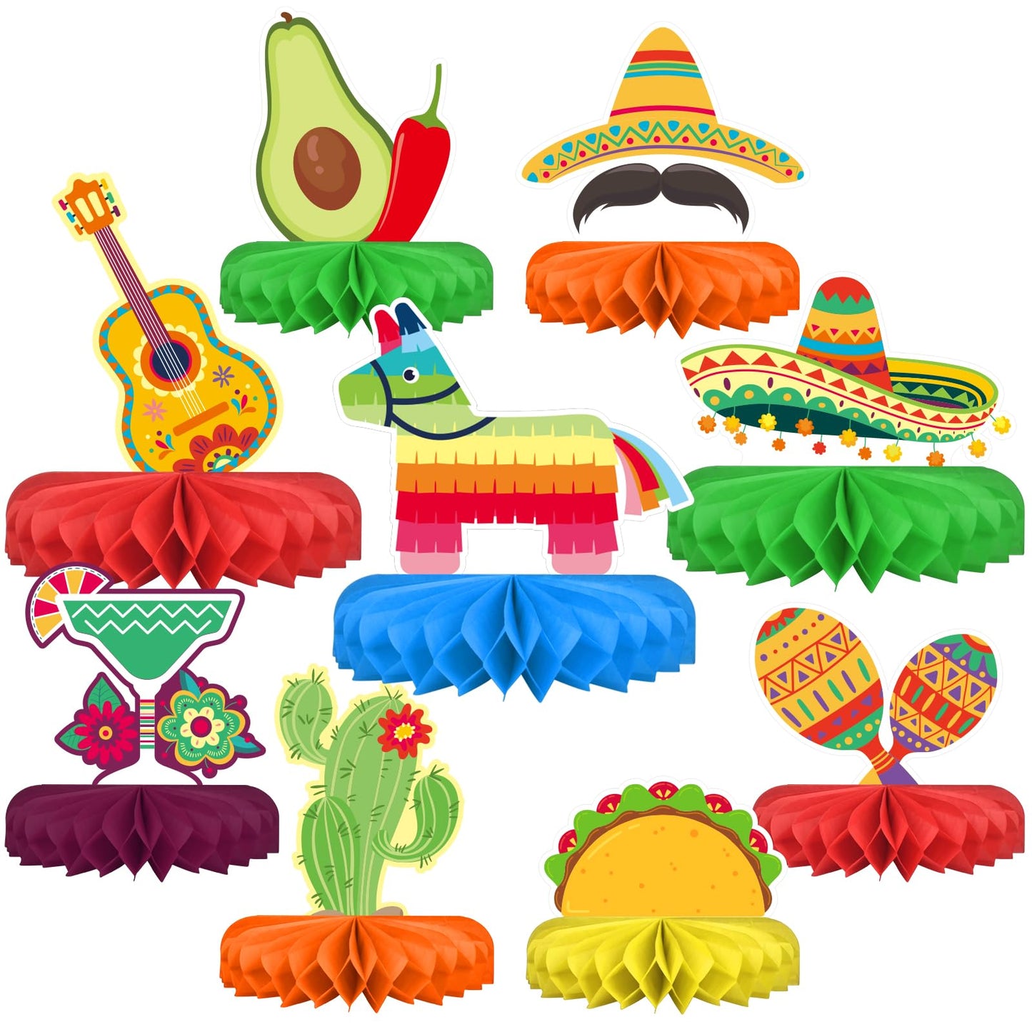 Gatherfun Fiesta Party Decorations: Authentic Mexican Honeycomb Centerpieces for Cinco de Mayo