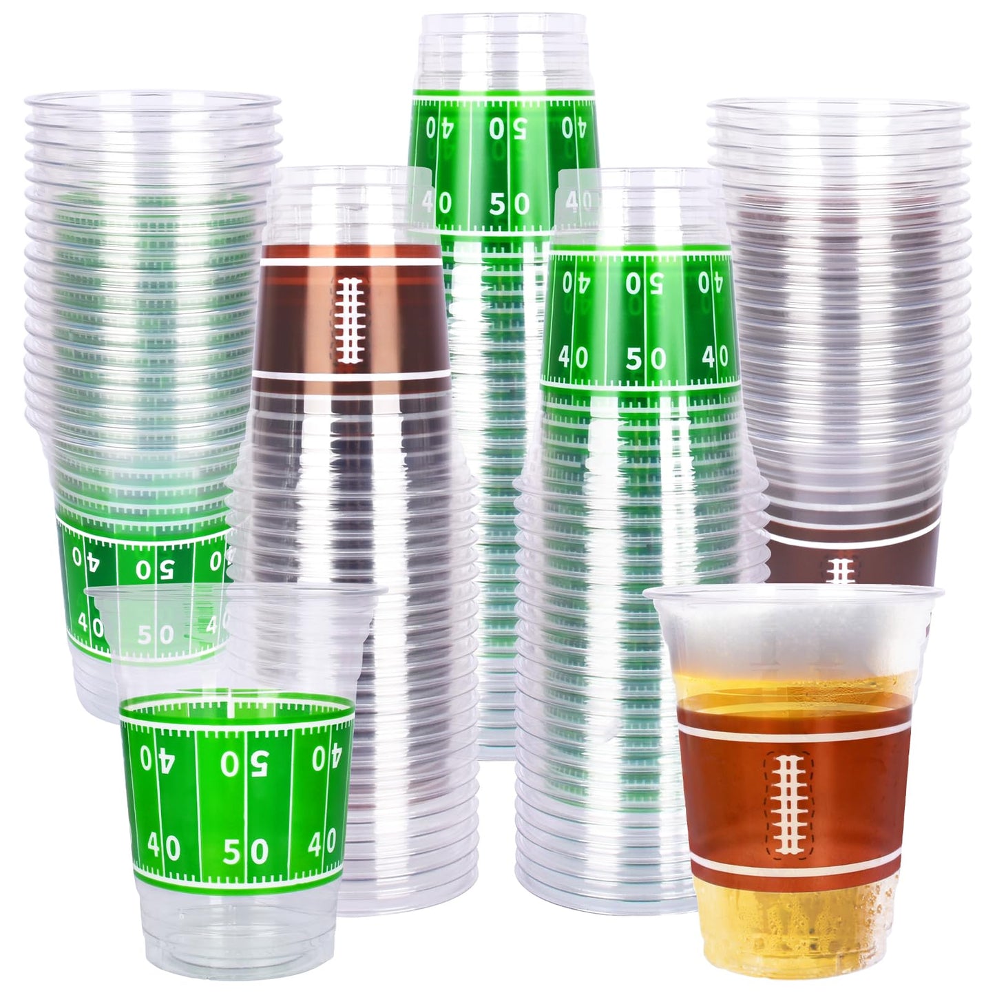 Gatherfun 100-pcs 16oz Football Plastic Cups | Tailgate Party Supplies
