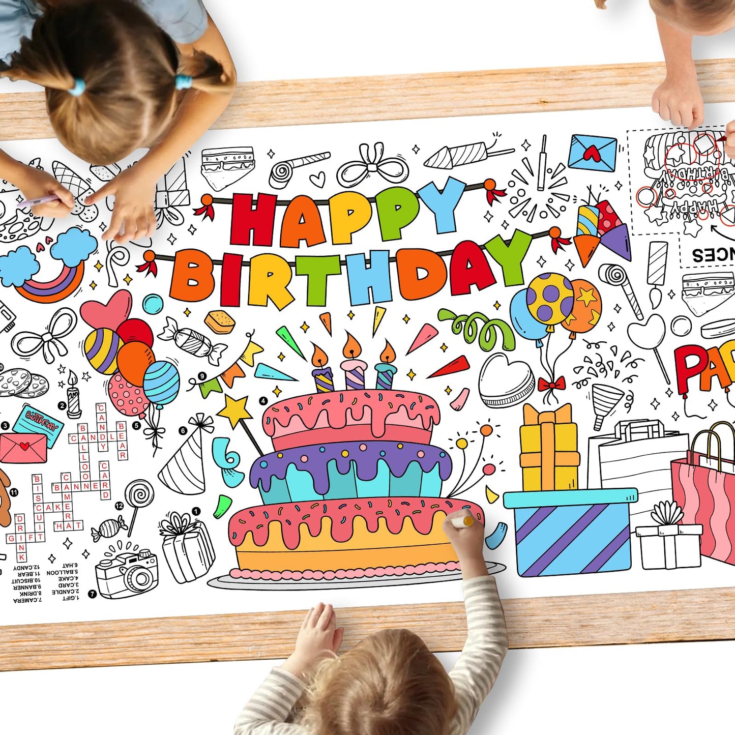 Gatherfun Giant Coloring Poster 31.5 x 72 in – Classroom Wall Decor, Birthday Activity Poster, Event Table Cover