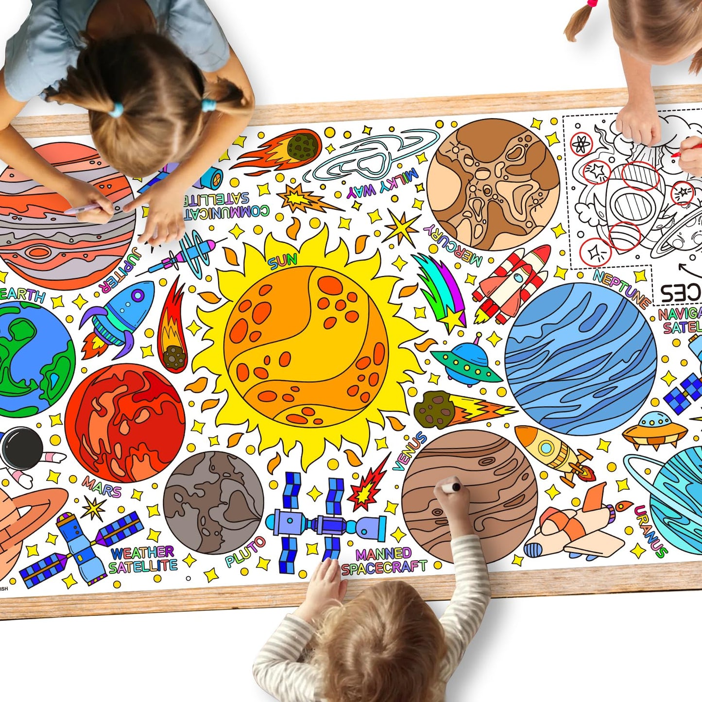Gatherfun Giant Coloring Poster 31.5 x 72 in – Outer Space Wall Poster & Table Cover for Classroom & Parties
