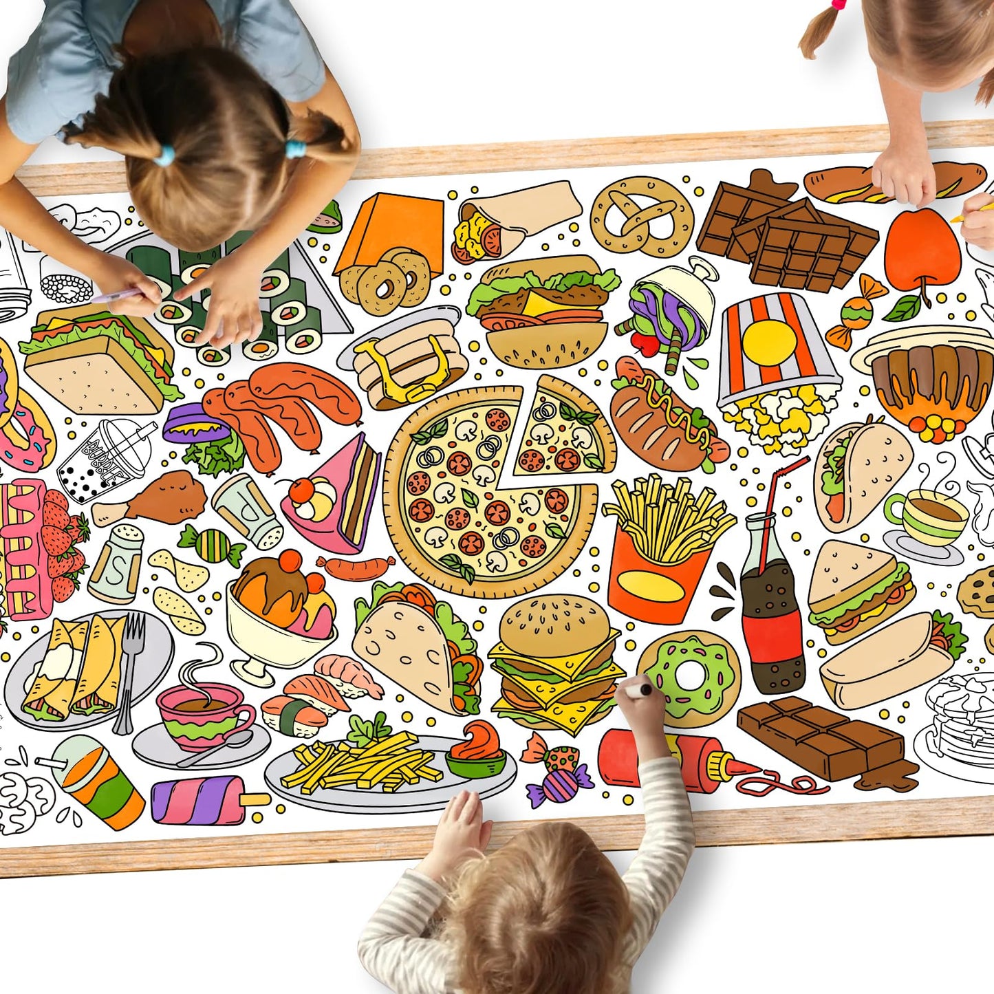 Gatherfun Giant Kids Coloring Poster – 31.5 x 72, Food-Themed Activity for Classroom, Birthday & Events