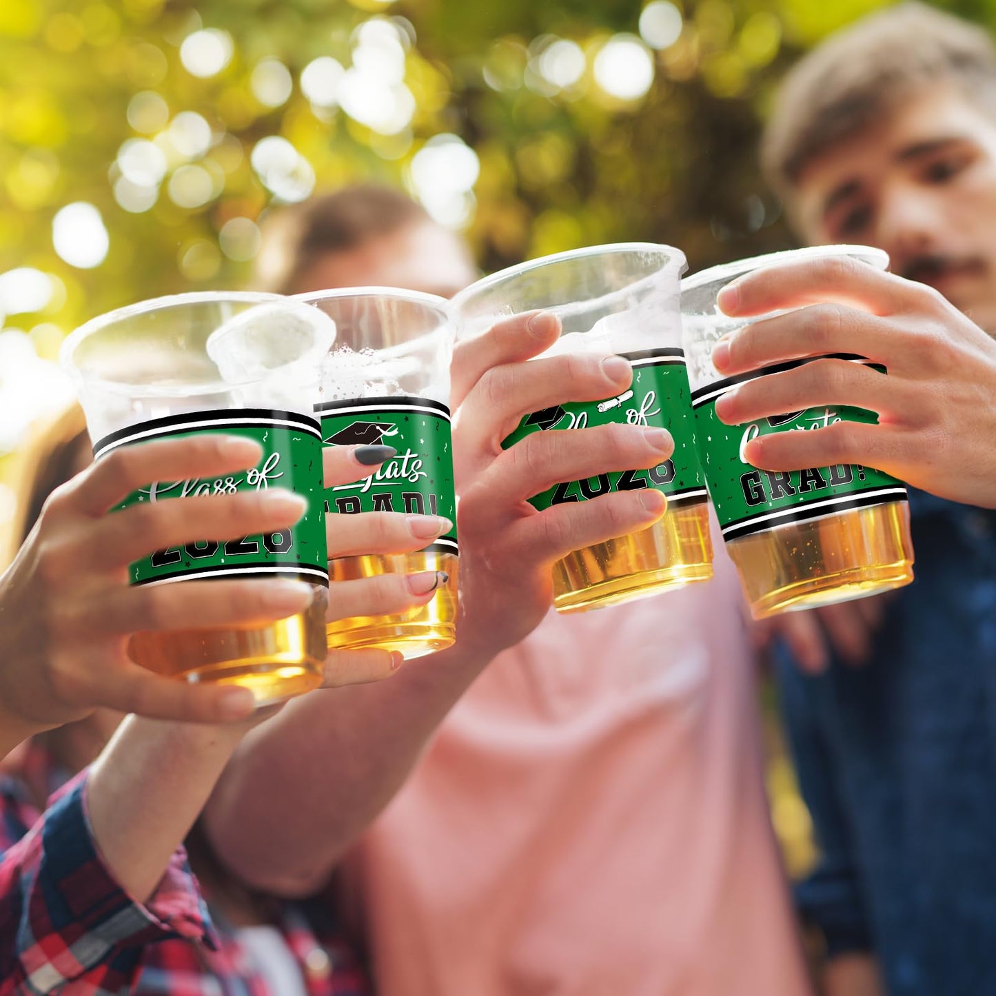 Gatherfun Class of 2026 Celebration - 100-Pack 16oz Green Graduation Plastic Cups for Graduation Party Supplies