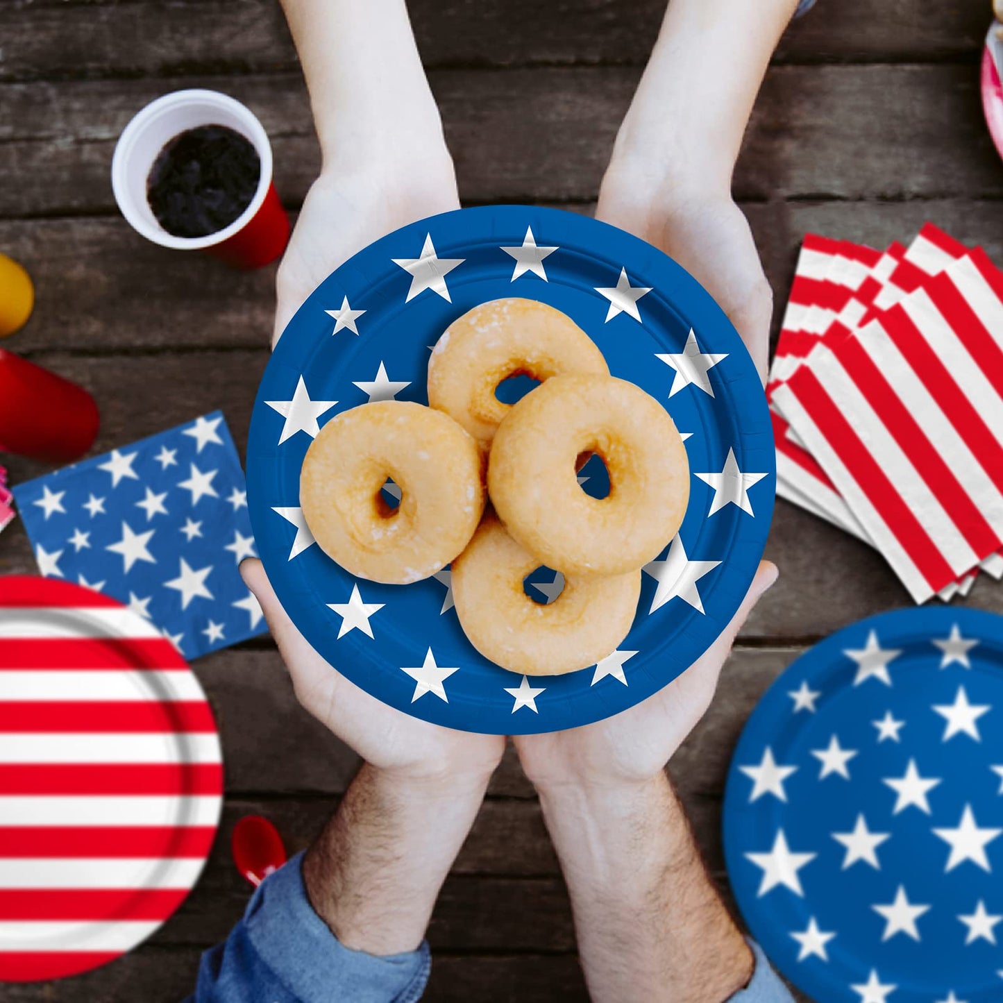 Gatherfun American Flag Patriotic Party Supplies – 50pc Disposable Dinner Plates, Dessert Plates, Napkins & Cocktail Napkins