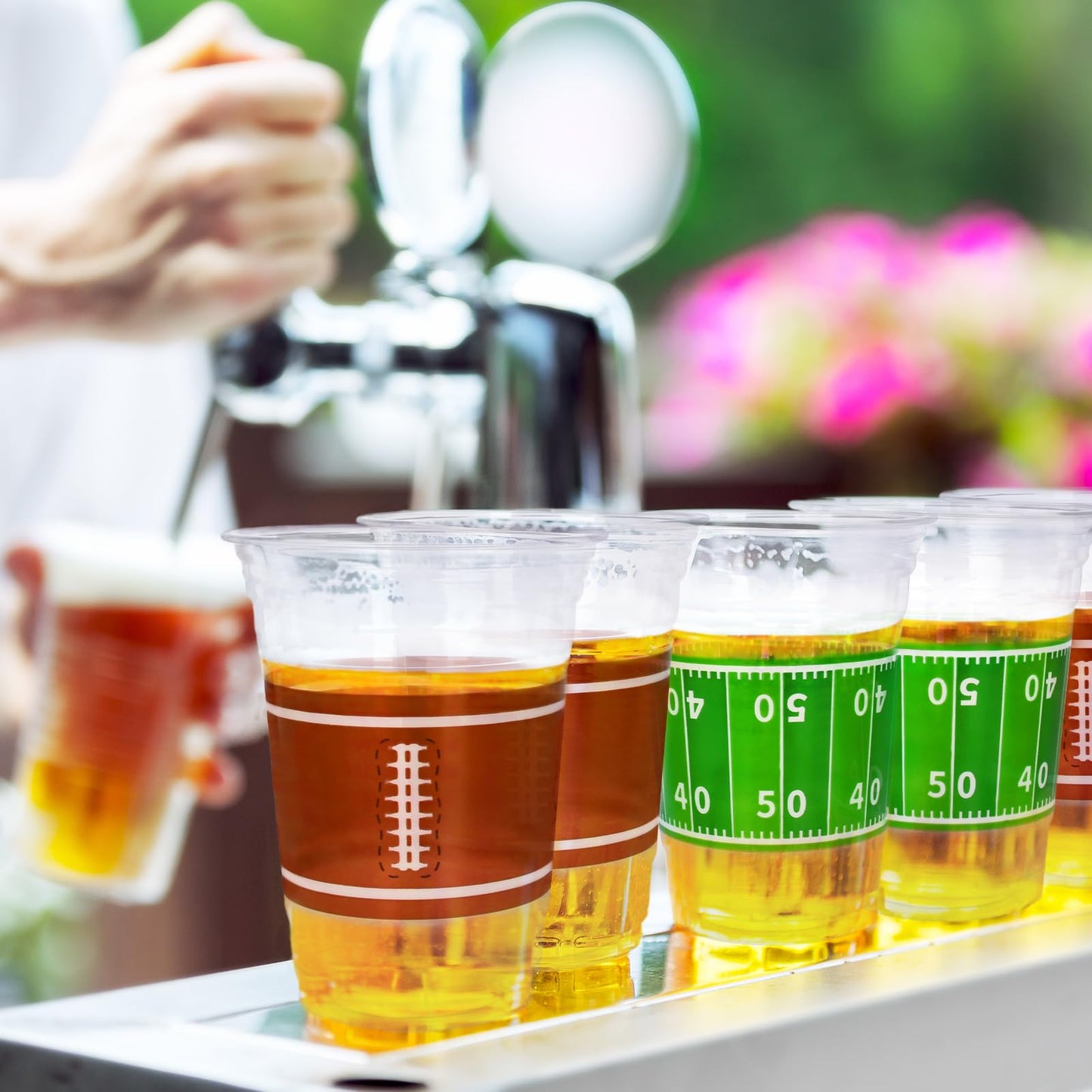 Gatherfun 100-pcs 16oz Football Plastic Cups | Tailgate Party Supplies