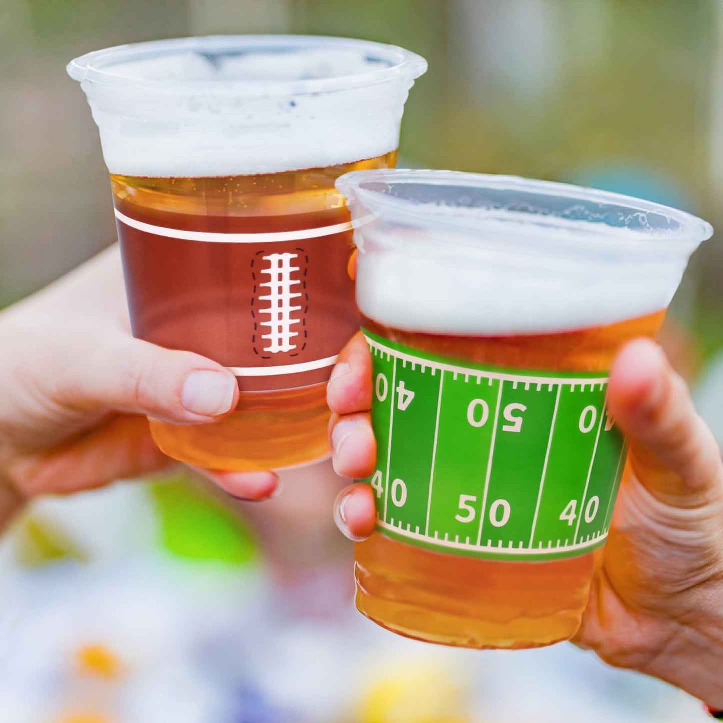 Gatherfun 100-pcs 16oz Football Plastic Cups | Tailgate Party Supplies