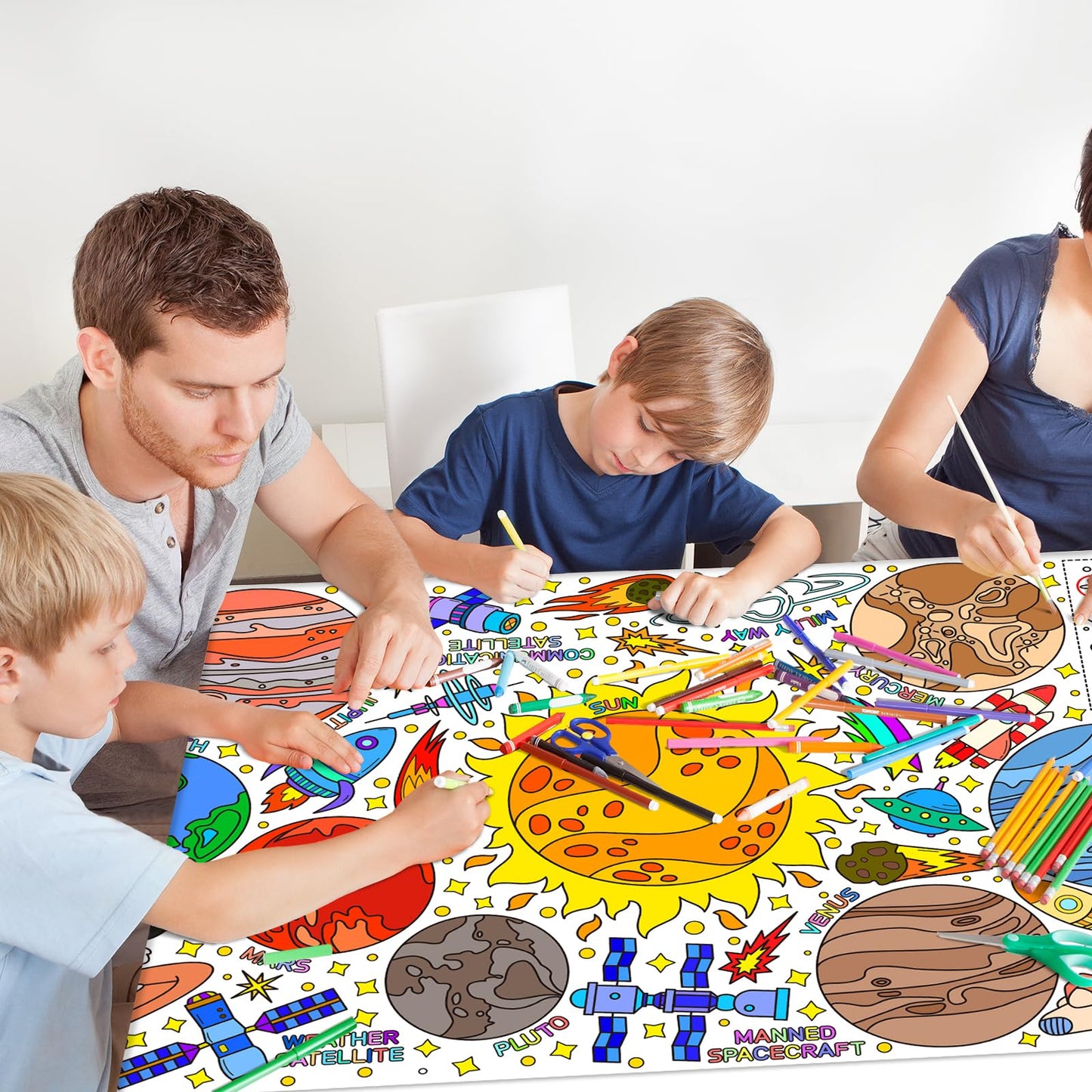 Gatherfun Giant Coloring Poster 31.5 x 72 in – Outer Space Wall Poster & Table Cover for Classroom & Parties
