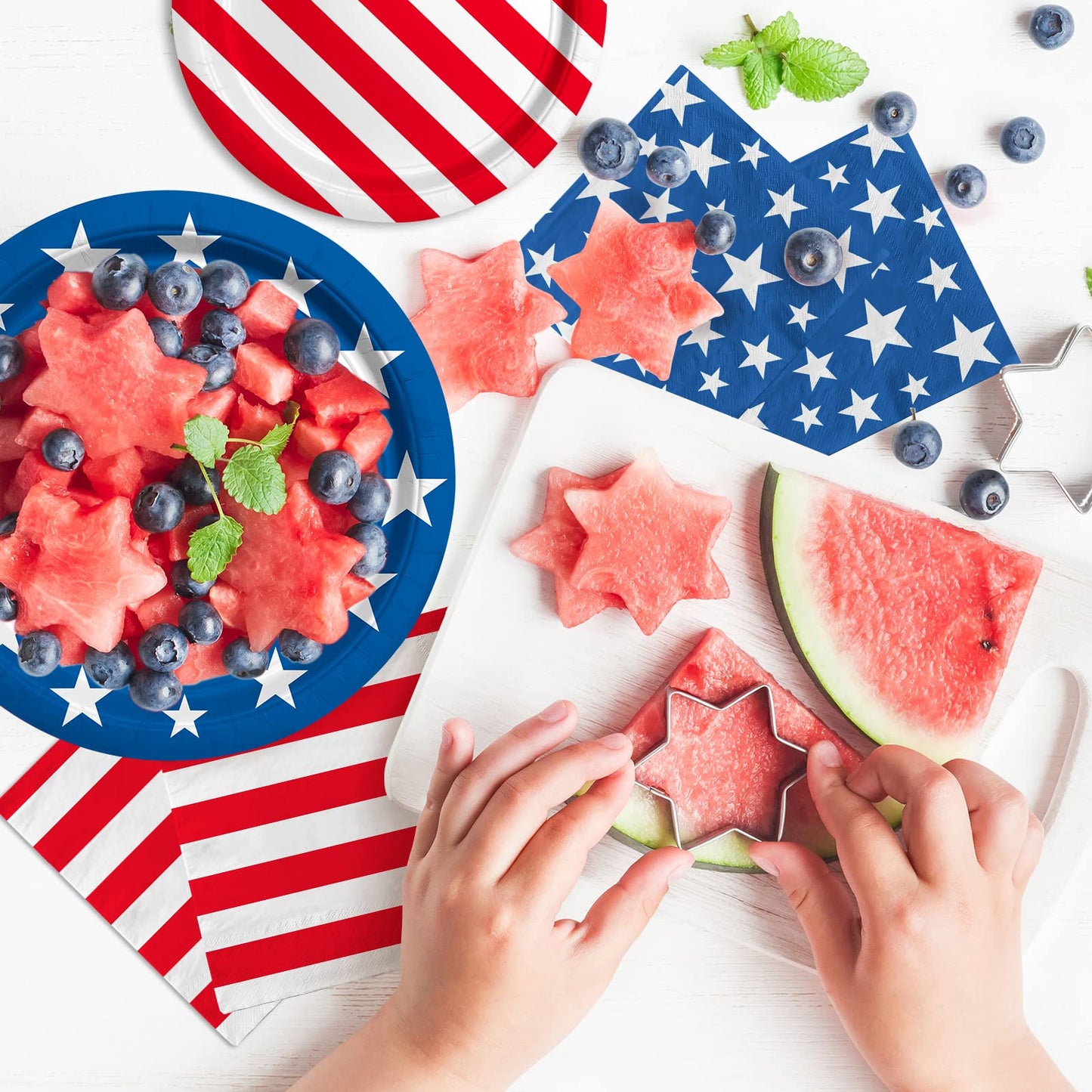 Gatherfun American Flag Patriotic Party Supplies – 50pc Disposable Dinner Plates, Dessert Plates, Napkins & Cocktail Napkins
