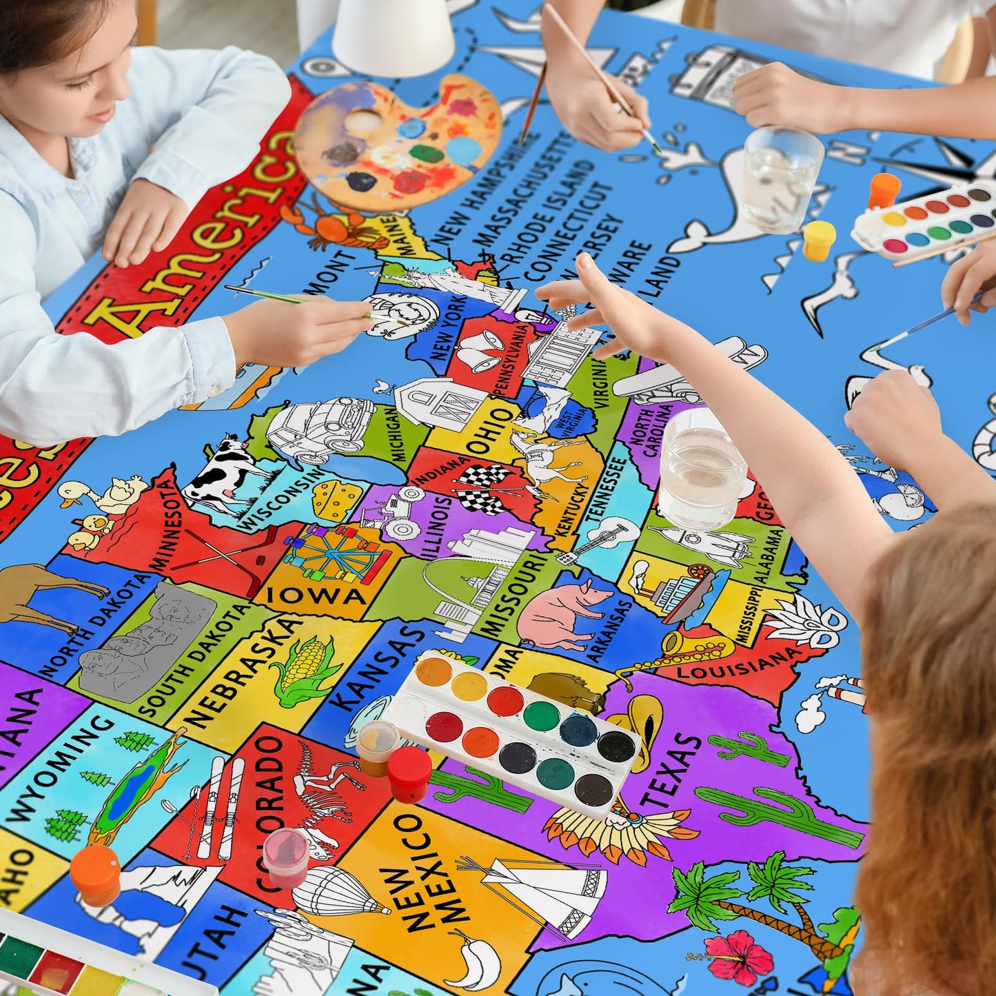 Gatherfun USA Coloring Activity Poster — Giant 31.5x72 Classroom Wall Decor & Party Table Cover