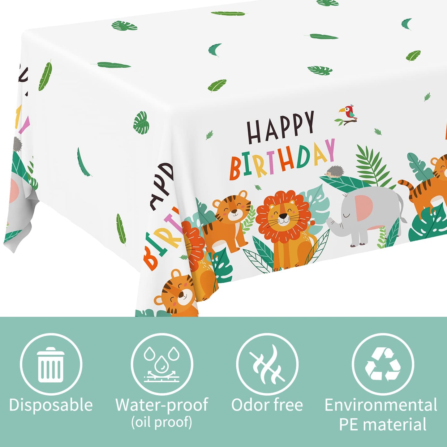 Gatherfun Safari Jungle Birthday Party Supplies – 25-Count Dinner Plates, Dessert Plates, Napkins, Cups, Banner & Tablecloth