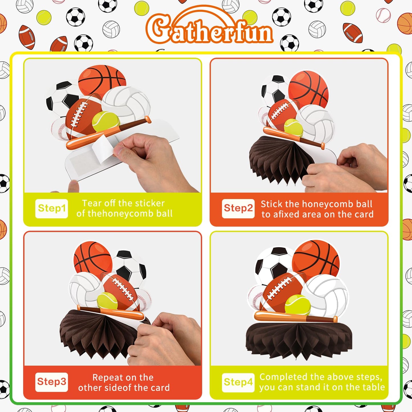 Gatherfun Sports Themed Party Decorations Kit – Honeycomb Centerpieces