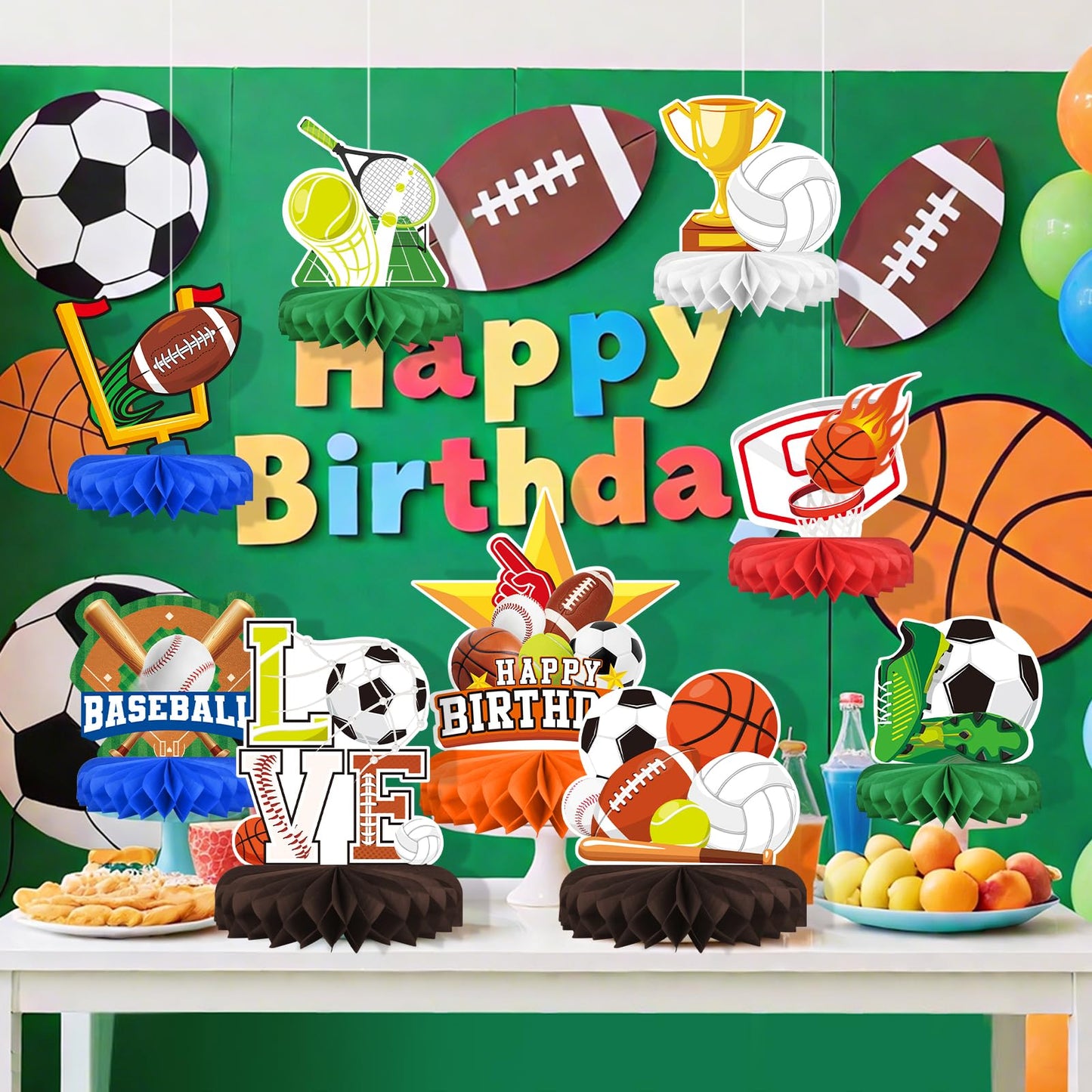 Gatherfun Sports Themed Party Decorations Kit – Honeycomb Centerpieces