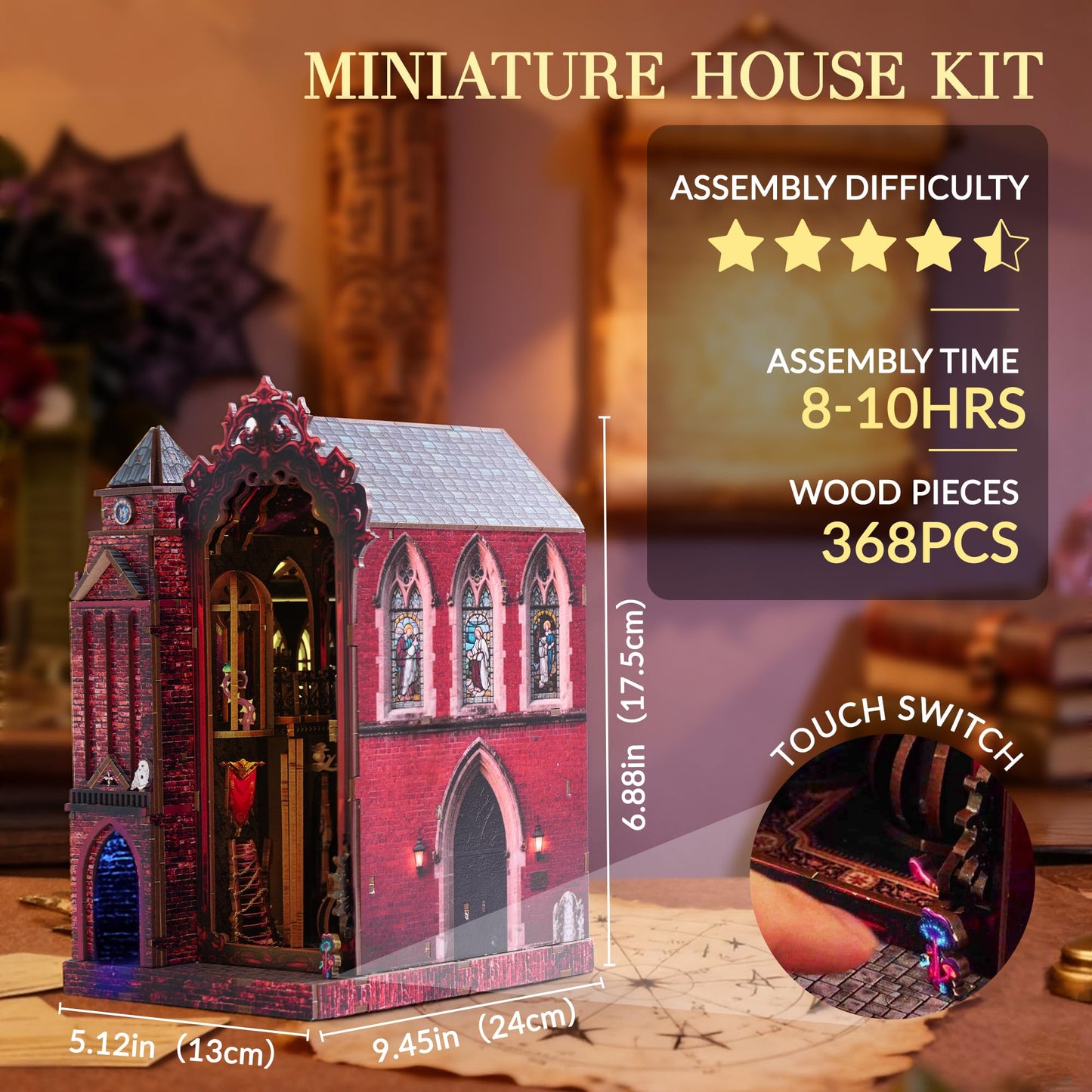 GATTLELIC Book Nook Kit — DIY 3D Magic Castle Dollhouse Puzzle for Adults & Teens (Arcane Sprire)