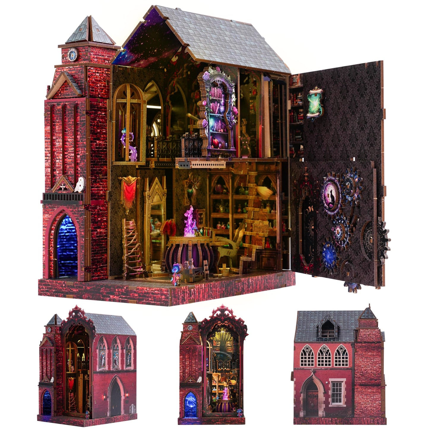 GATTLELIC Book Nook Kit — DIY 3D Magic Castle Dollhouse Puzzle for Adults & Teens (Arcane Sprire)