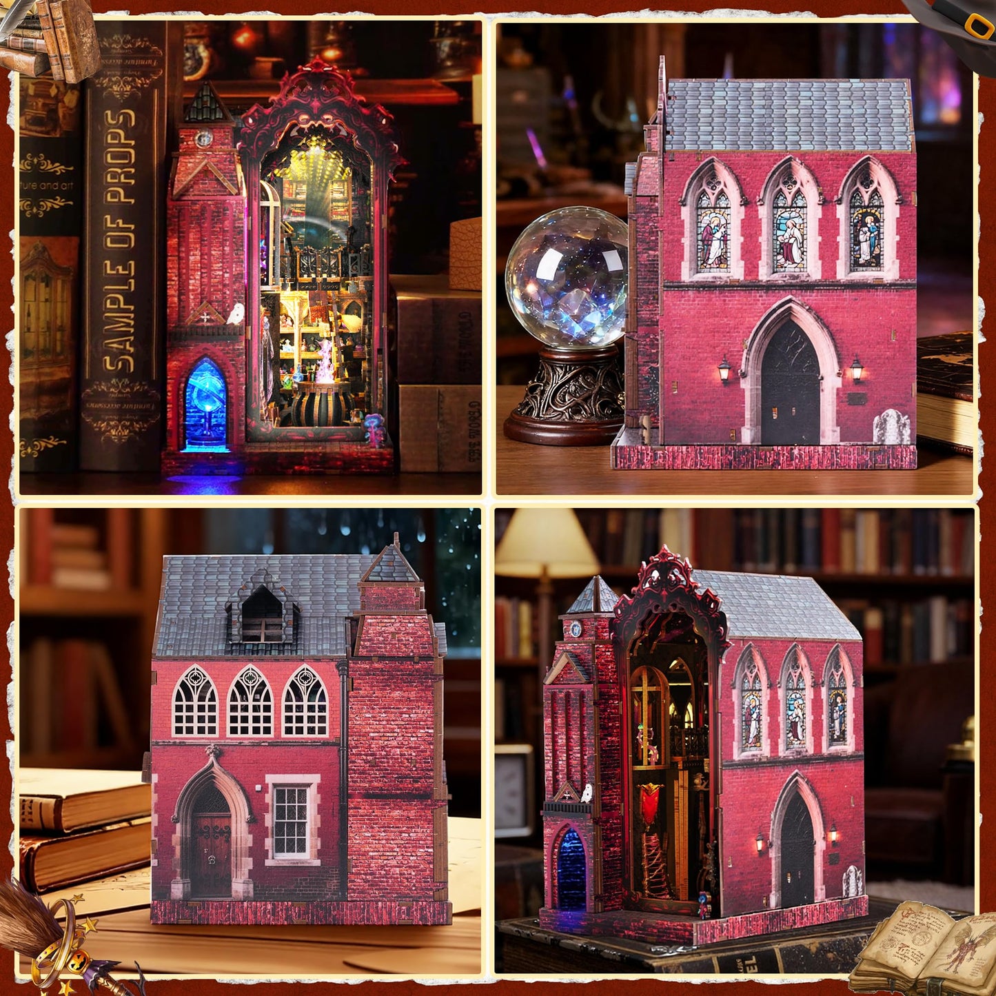 GATTLELIC Book Nook Kit — DIY 3D Magic Castle Dollhouse Puzzle for Adults & Teens (Arcane Sprire)
