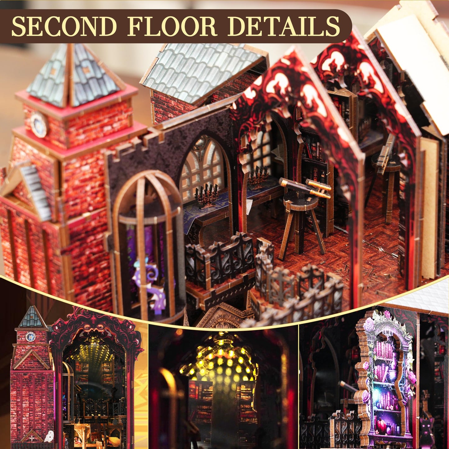 GATTLELIC Book Nook Kit — DIY 3D Magic Castle Dollhouse Puzzle for Adults & Teens (Arcane Sprire)