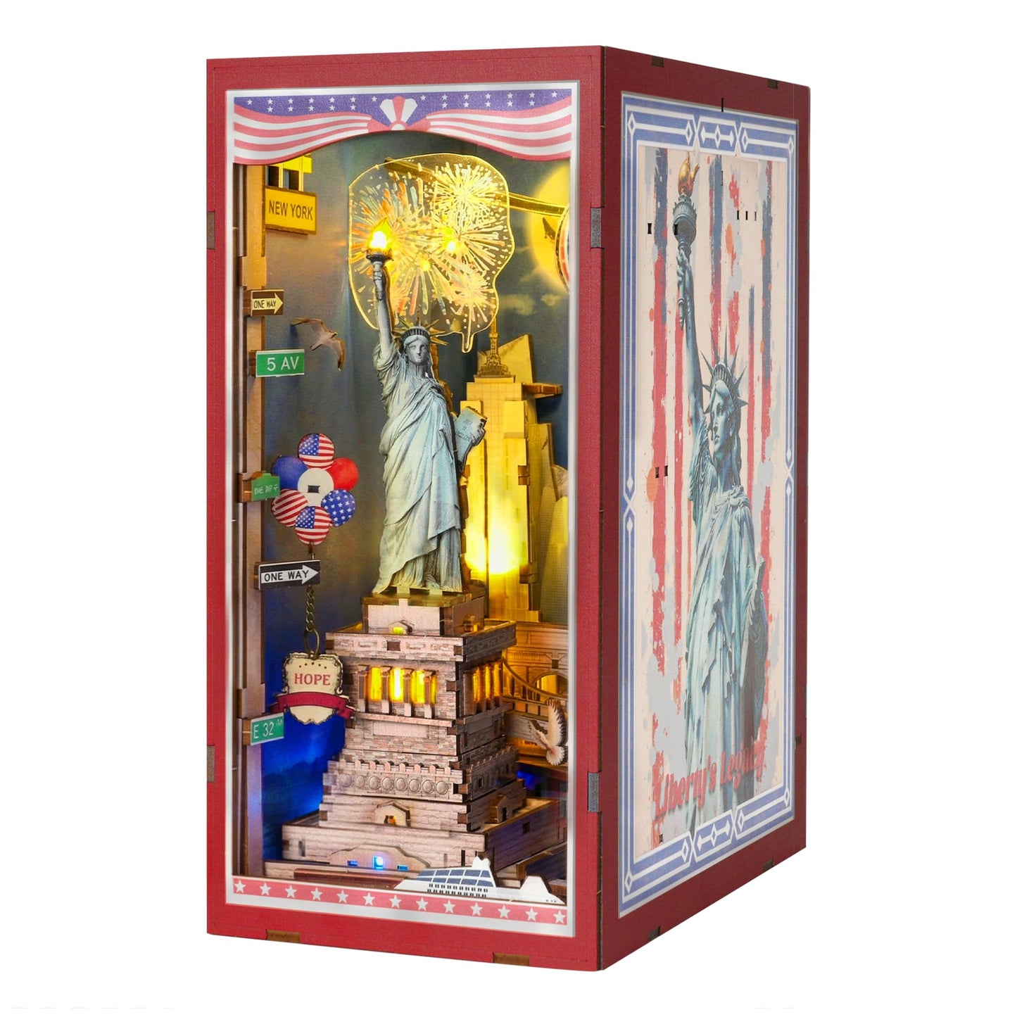 GATTLELIC Book Nook Kit – Liberty's Legacy 3D Wooden Puzzle for Bookshelf Decor