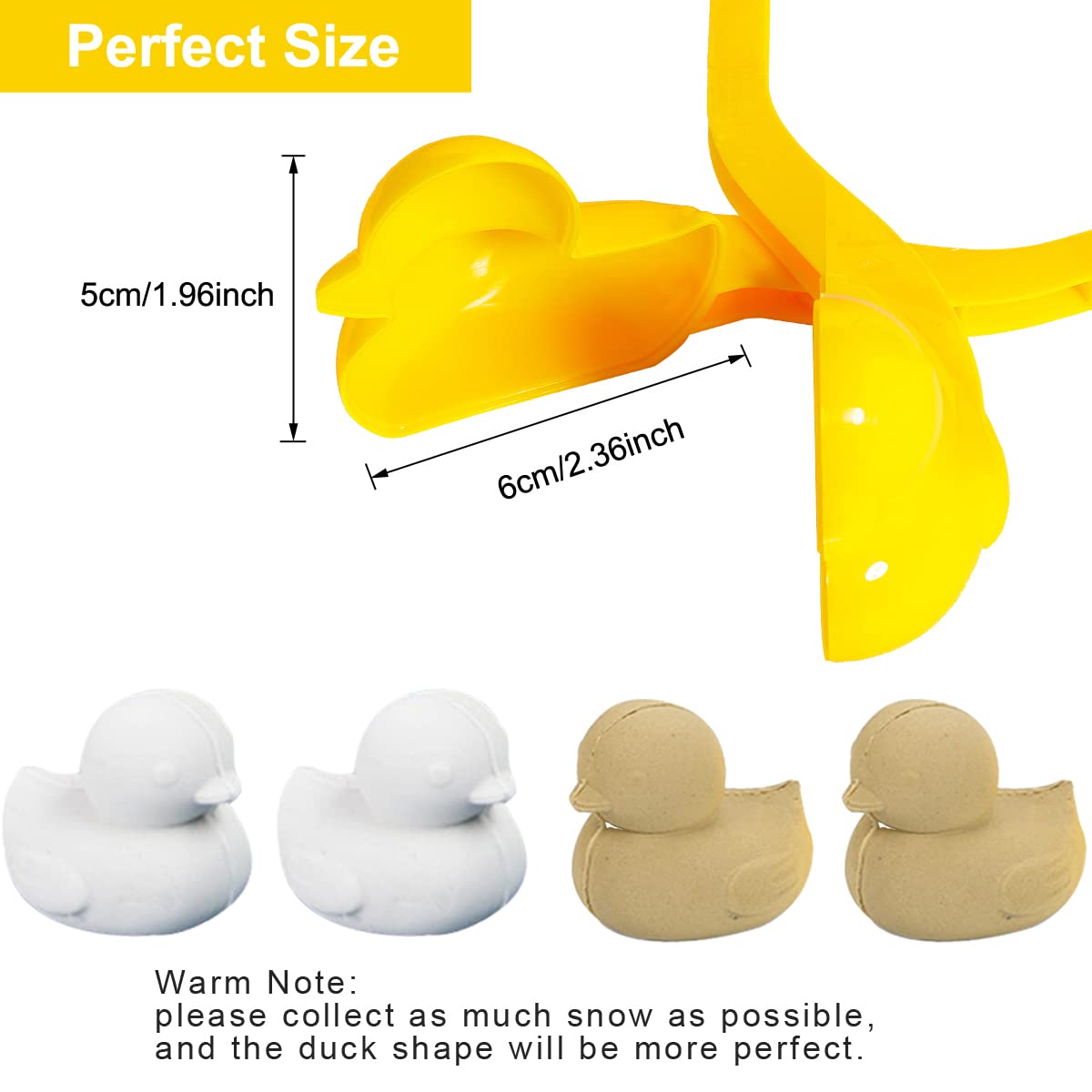 Gawertoy 4-Piece Snowball Maker Clips Set — Duck, Dinosaur, Bear & Snowman Shapes