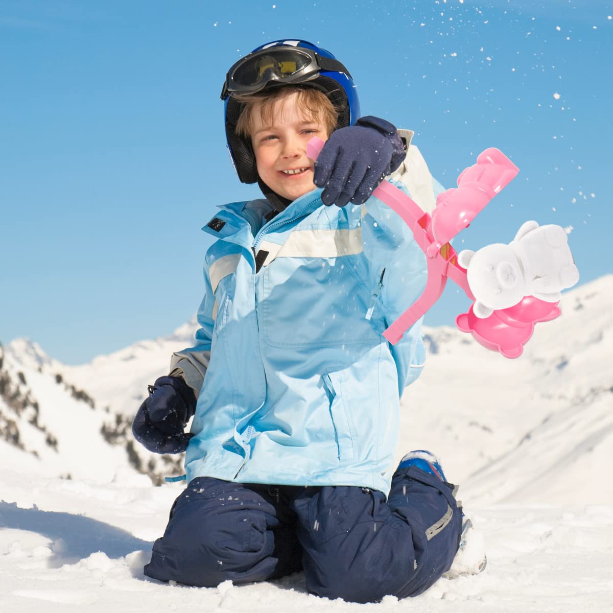 Gawertoy 4-Piece Snowball Maker Clips Set — Duck, Dinosaur, Bear & Snowman Shapes