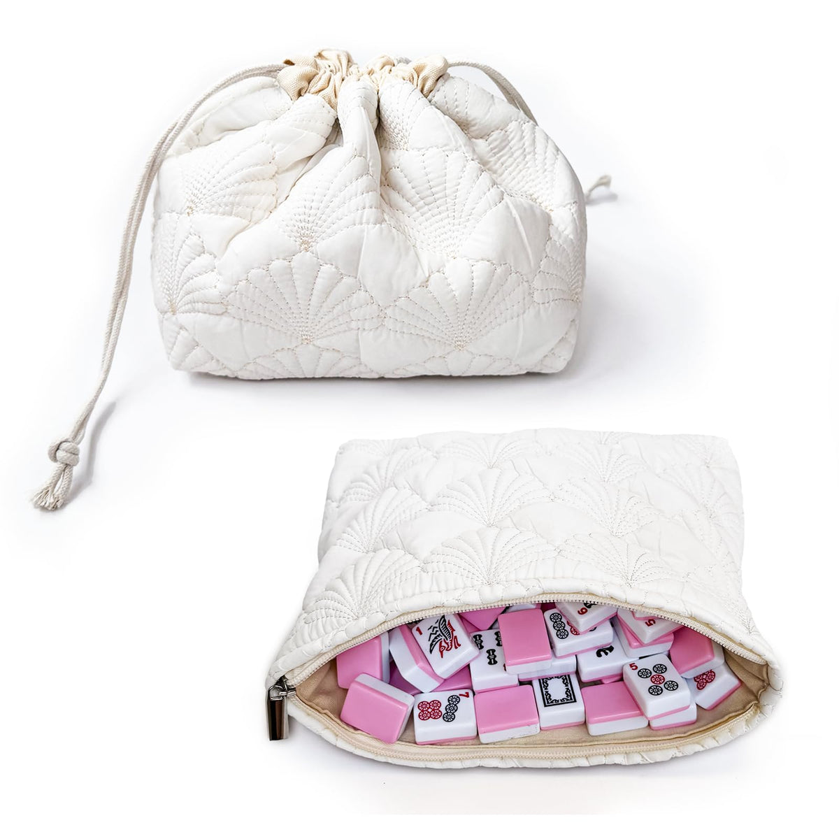 Gberlczz 2Pack Mahjong Tile Bags — Quilted Carrying Bags for Tiles & Cards, Travel-Ready Storage