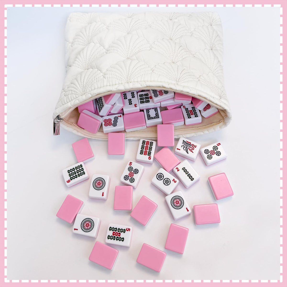 Gberlczz 2Pack Mahjong Tile Bags — Quilted Carrying Bags for Tiles & Cards, Travel-Ready Storage