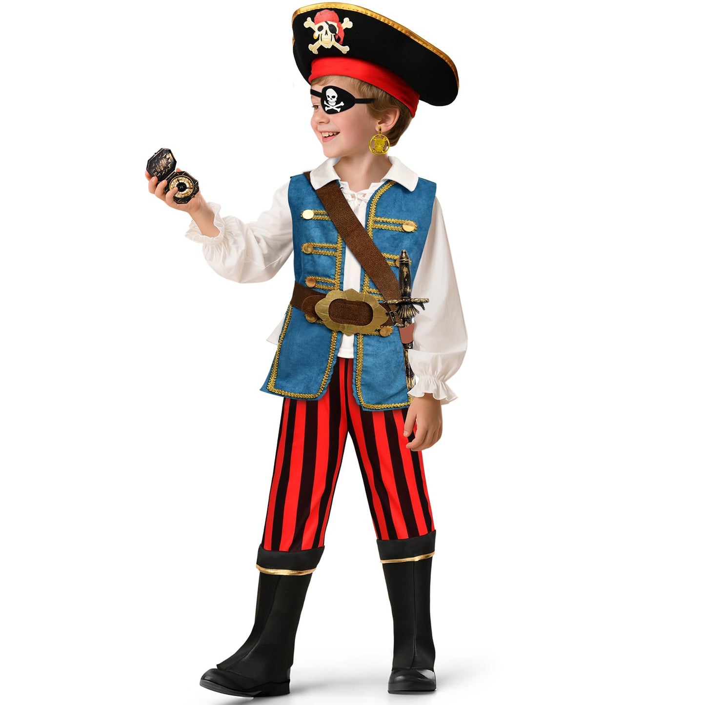 GC 19 Pcs Kids Pirate Costume Set – Toddler Dress Up & Pretend Play Accessories