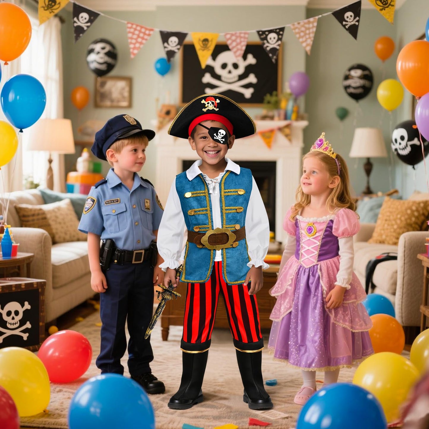 GC 19 Pcs Kids Pirate Costume Set – Toddler Dress Up & Pretend Play Accessories