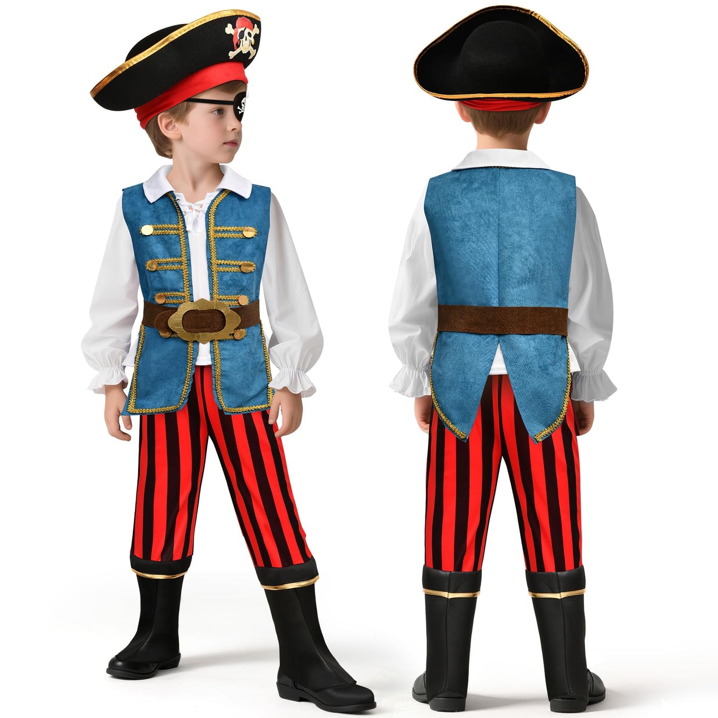 GC 19 Pcs Kids Pirate Costume Set – Toddler Dress Up & Pretend Play Accessories